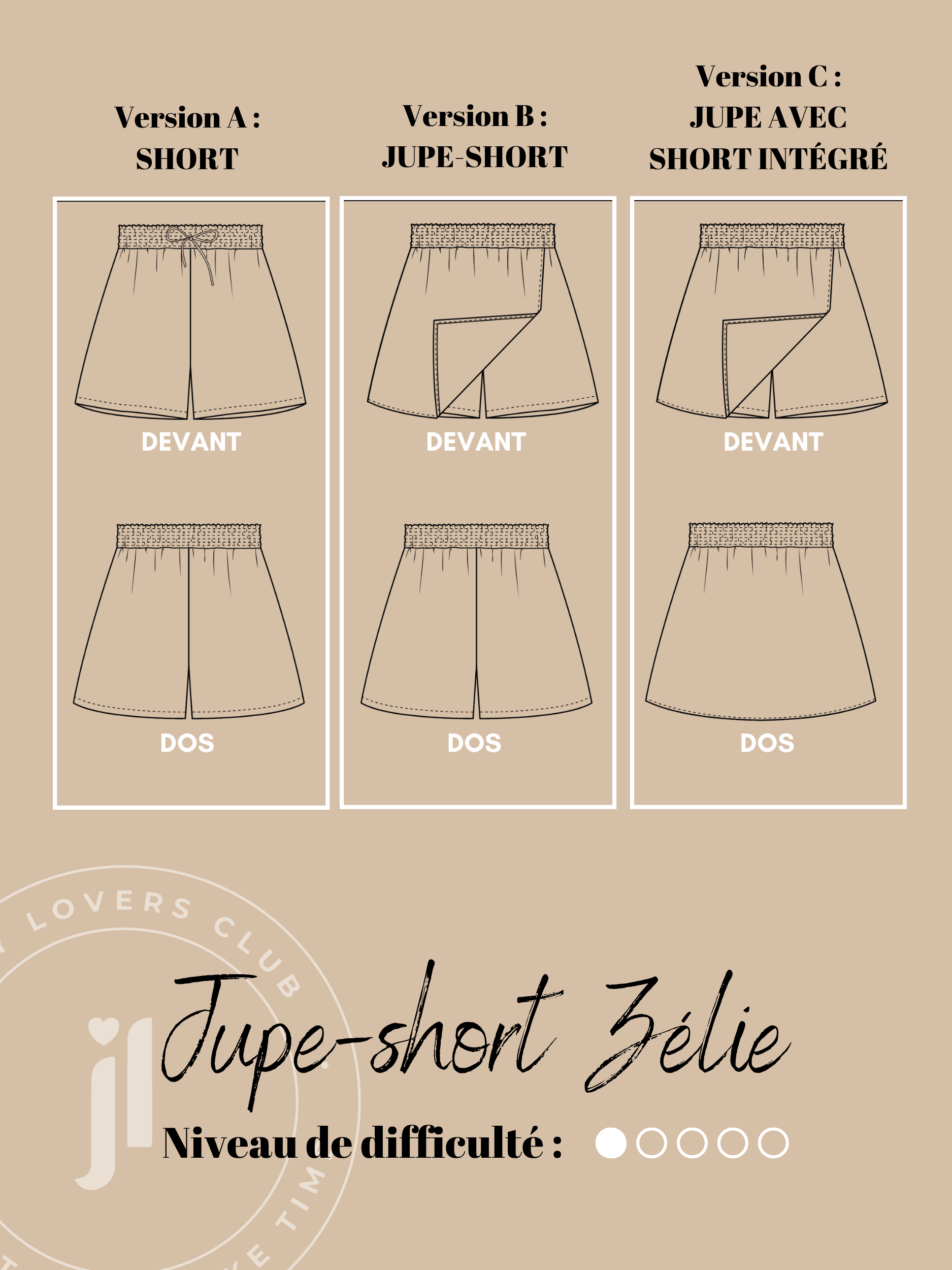 Jupe-short Zelie patron de couture Sewing Lab Joli Lab