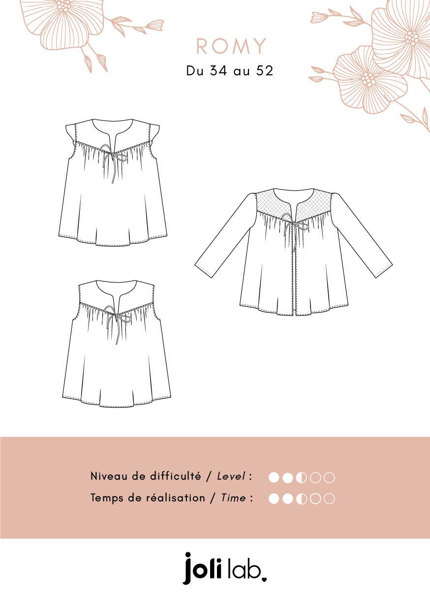 Blouse Romy - Patron Couture PDF ou Pochette - Joli Lab
