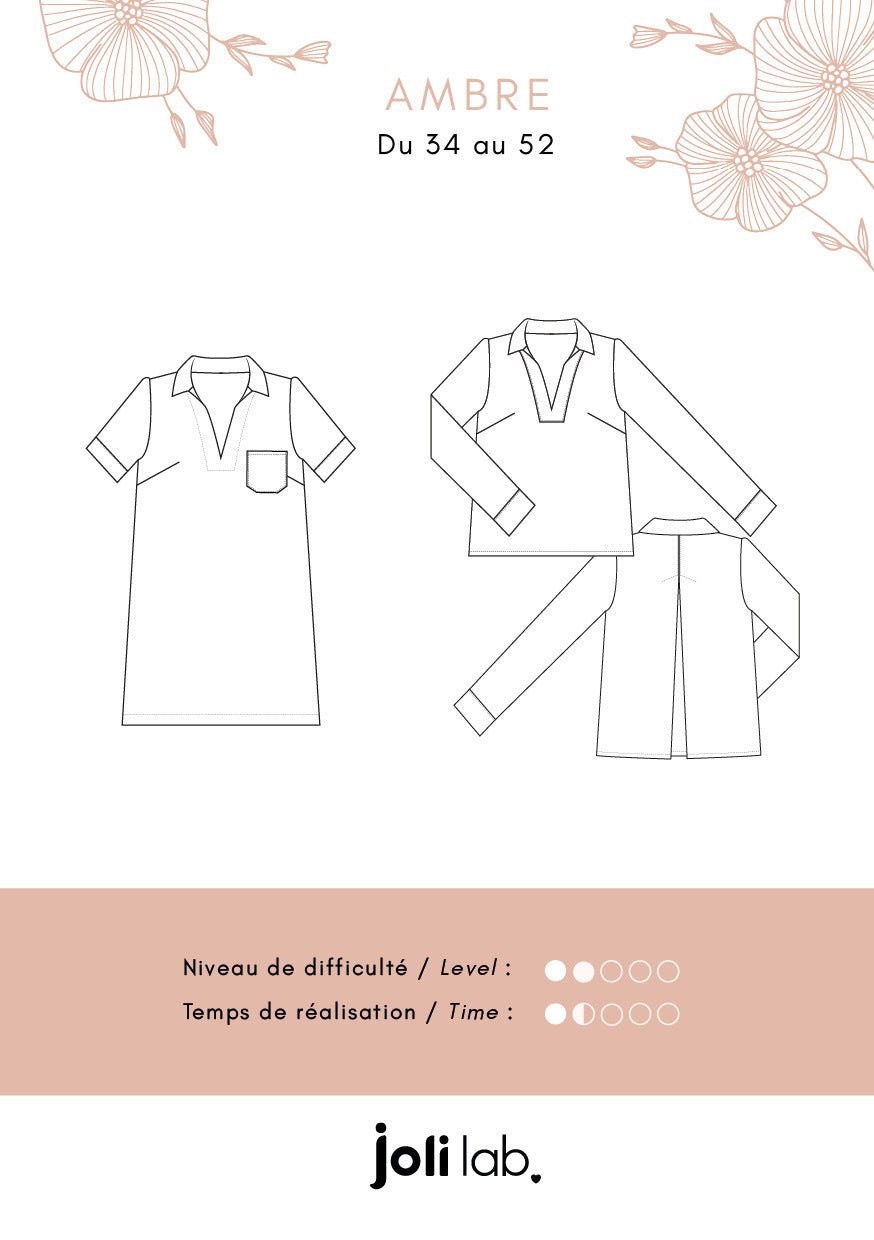 Blouse/robe Ambre - Patron Couture PDF ou Pochette - Joli Lab