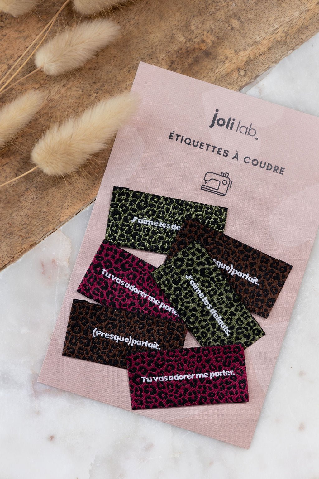 Étiquettes tissées - Assortiment thème léopard (lot de 6) - Joli Lab