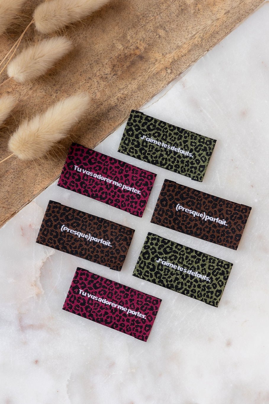 Étiquettes tissées - Assortiment thème léopard (lot de 6) - Joli Lab