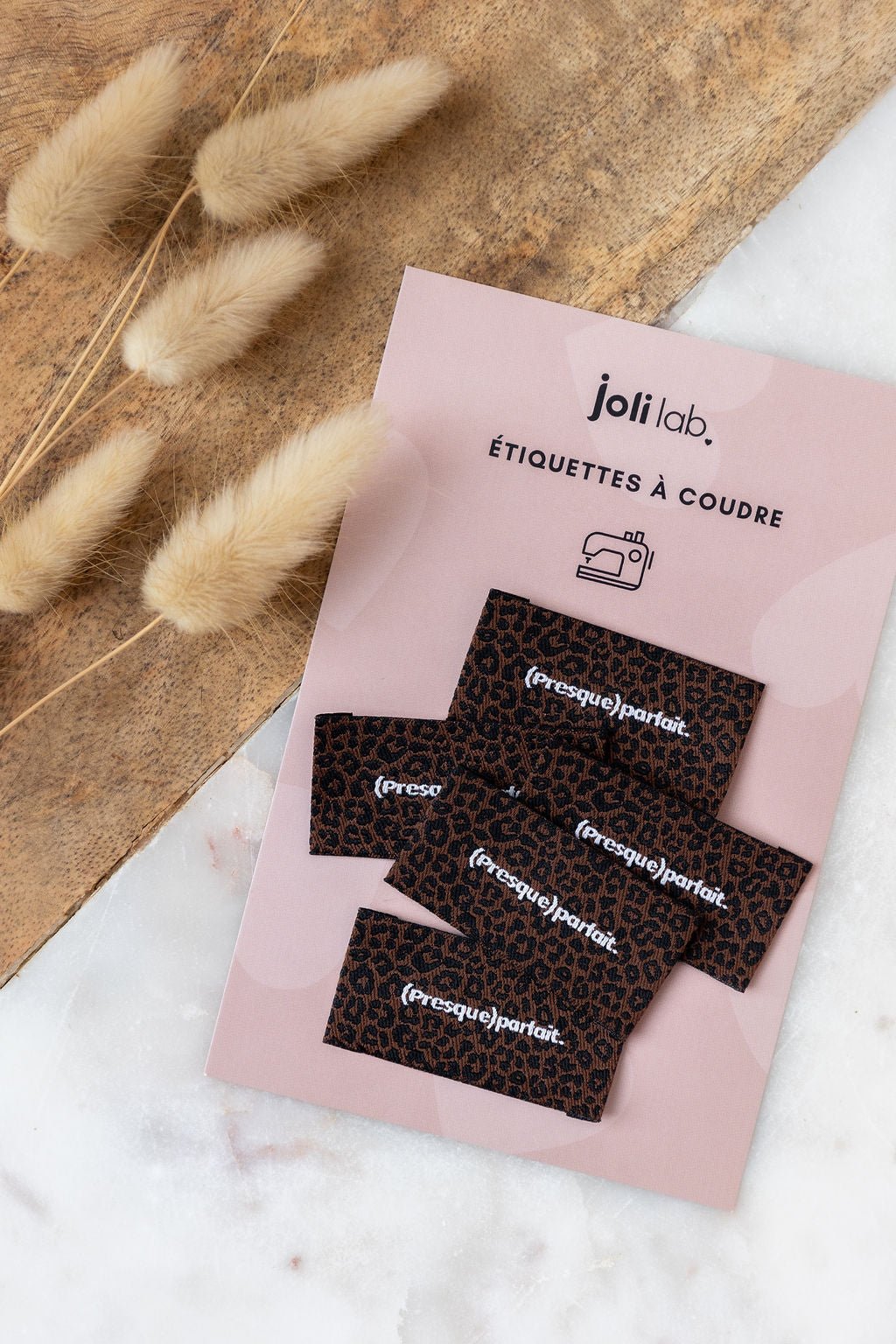 Étiquettes tissées - Léopard chocolat (lot de 5) - Joli Lab