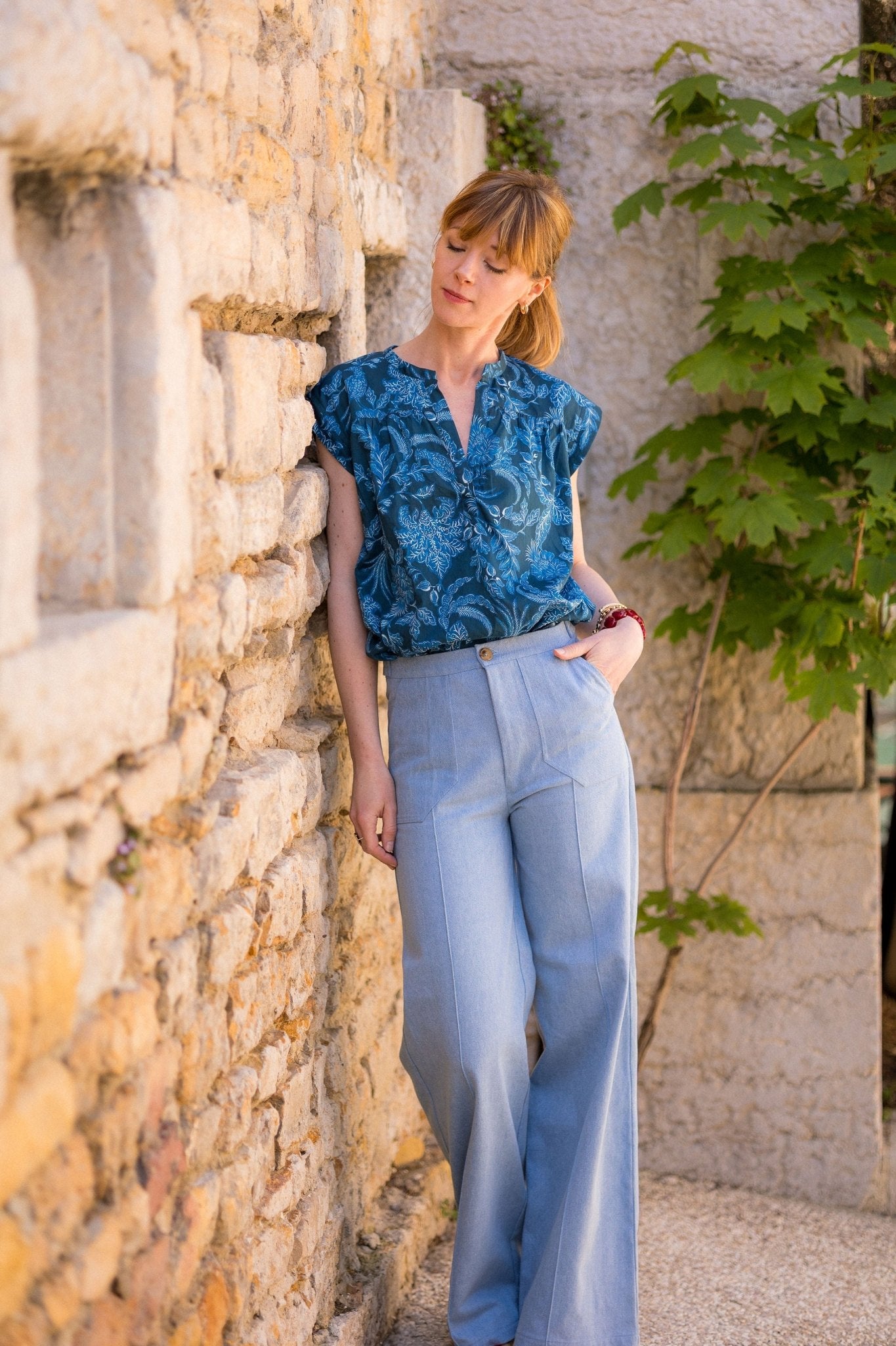 Joli Kit Couture - Blouse Amy - imprimé Hana bleu - Joli Lab