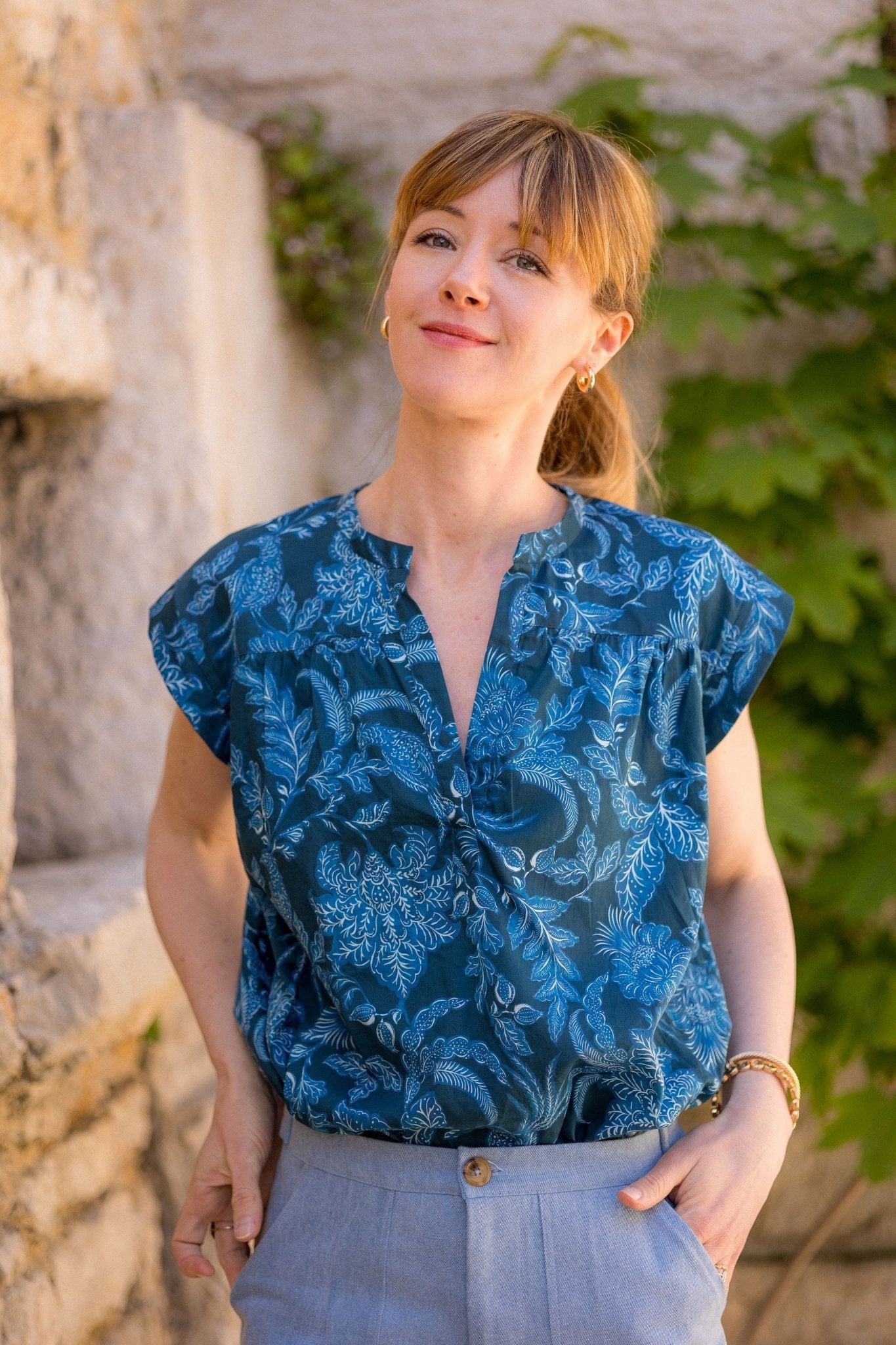 Joli Kit Couture - Blouse Amy - imprimé Hana bleu - Joli Lab
