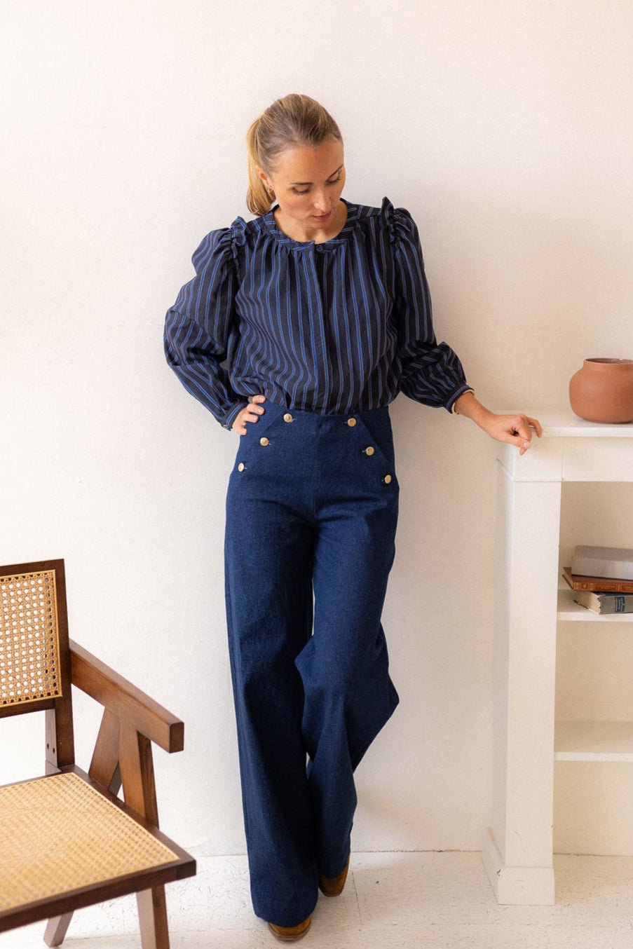 Joli Kit Couture - Blouse Lila rayée bleue - Joli Lab