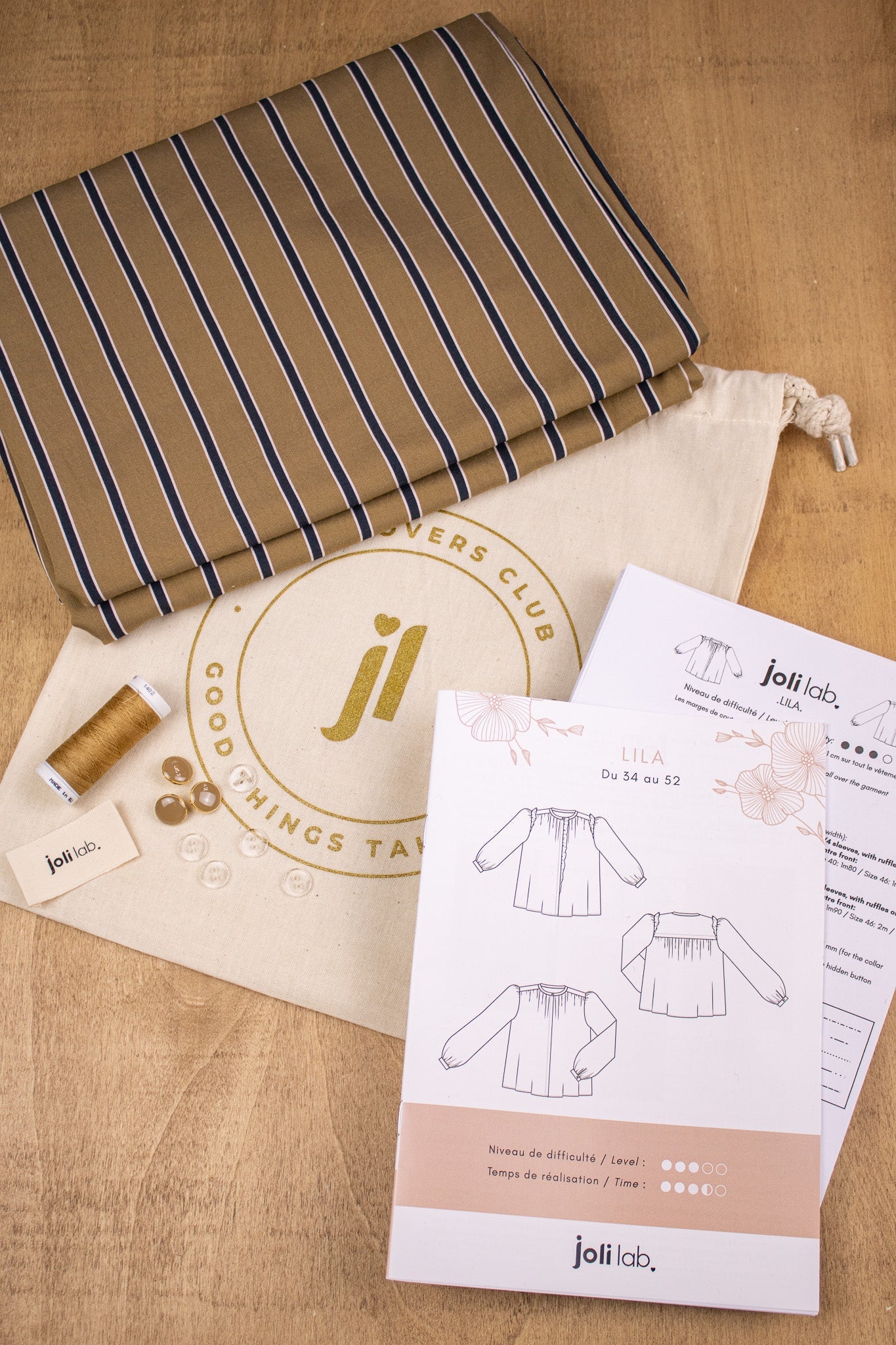 Joli Kit Couture - Blouse Lila rayée cappuccino - Joli Lab