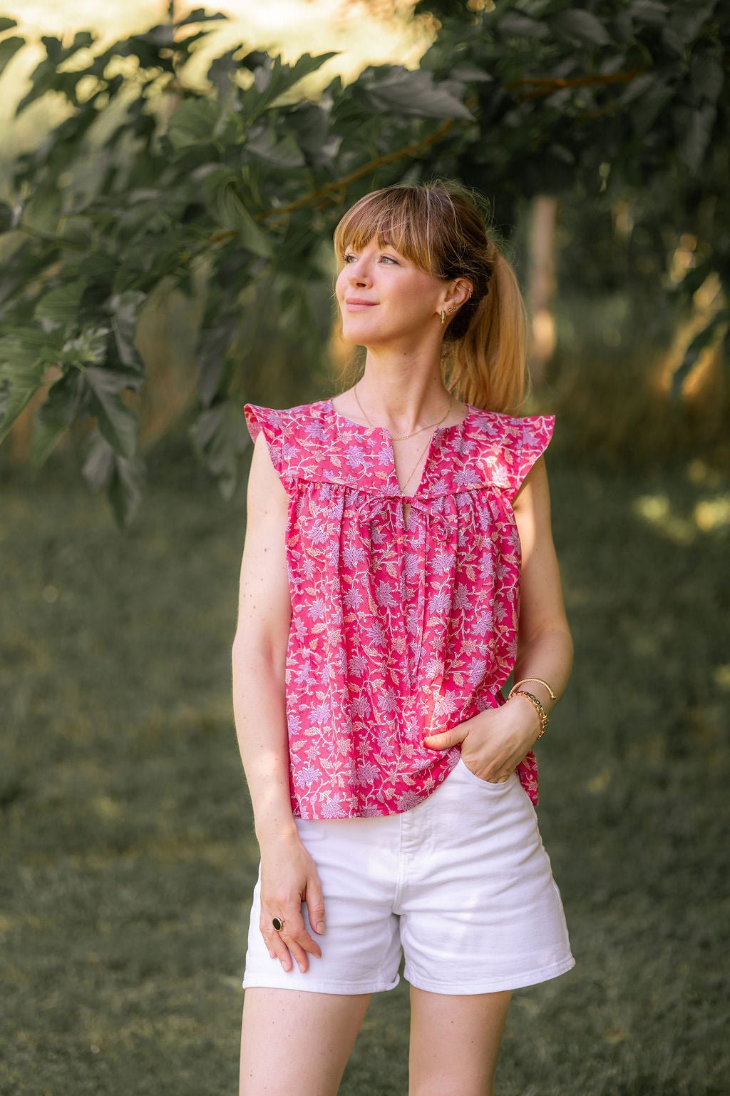 Joli Kit Couture - Blouse Romy coton indien rose - Joli Lab