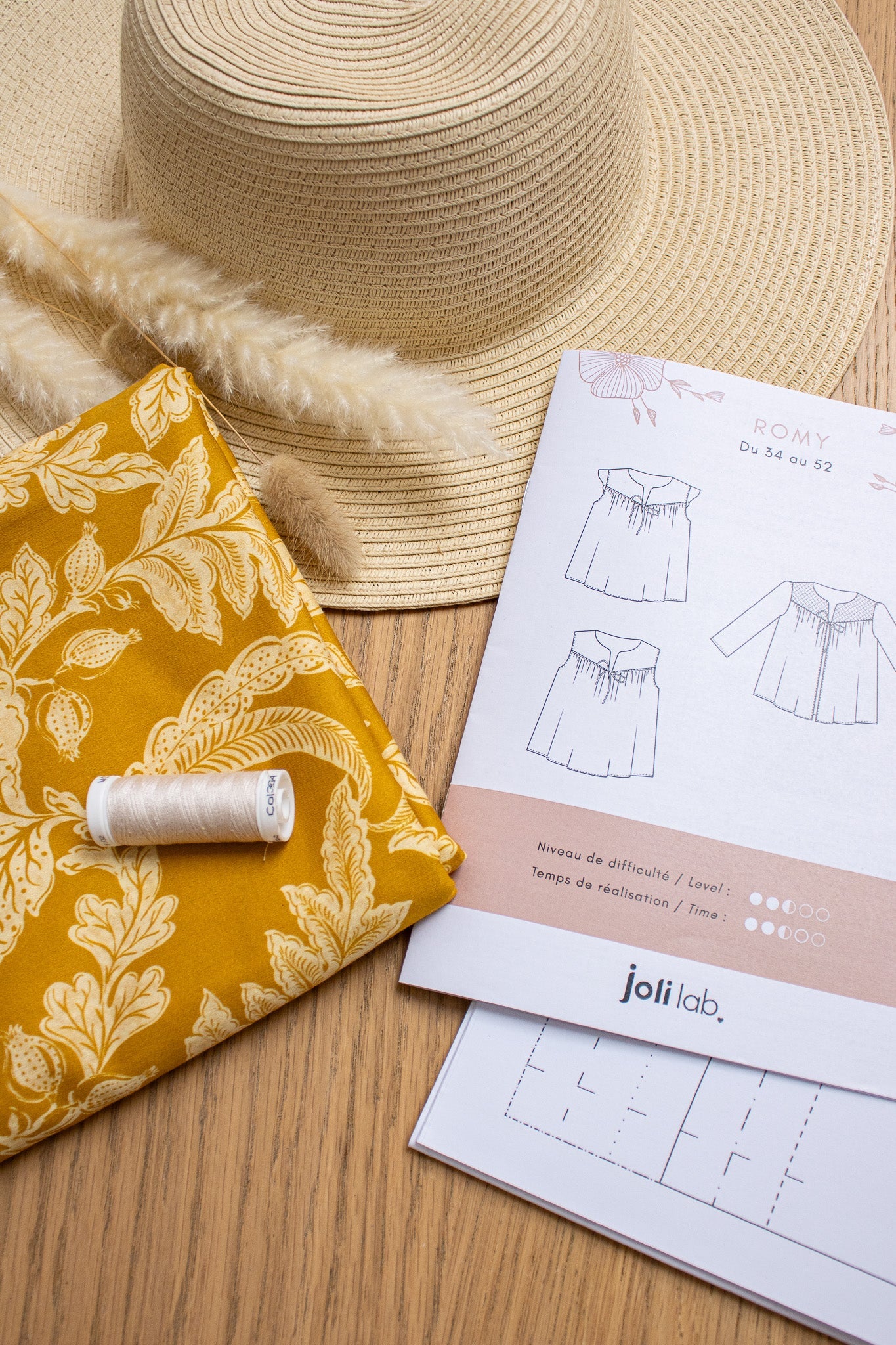 Joli Kit Couture - Blouse Romy imprimé Hana safran - Joli Lab