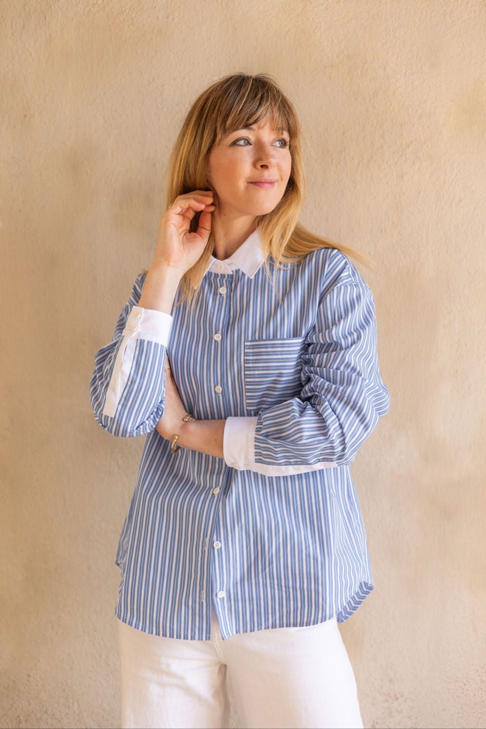 Joli Kit Couture - Chemise Camille rayée col blanc - Joli Lab