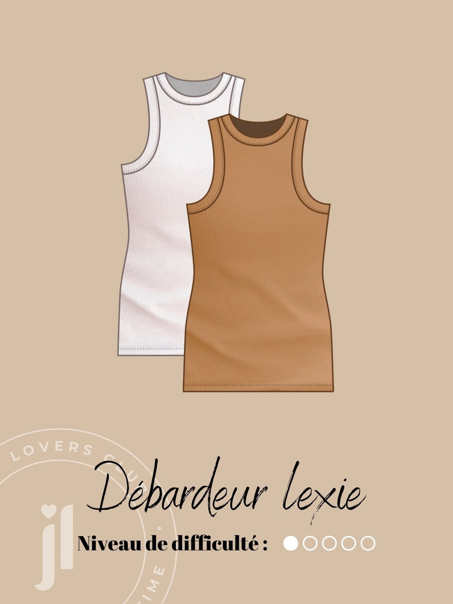 Joli Kit Couture DUO - Débardeur Lexie (caramel + écru) - Joli Lab