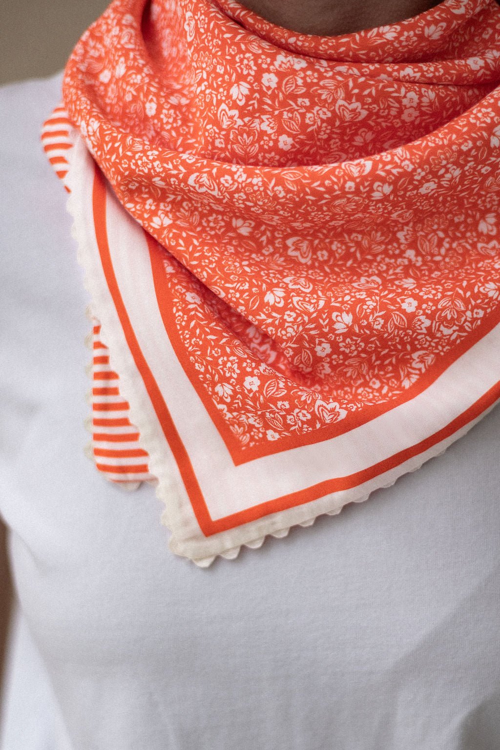 Joli Kit Couture - Foulard Flora orange sanguine - Joli Lab