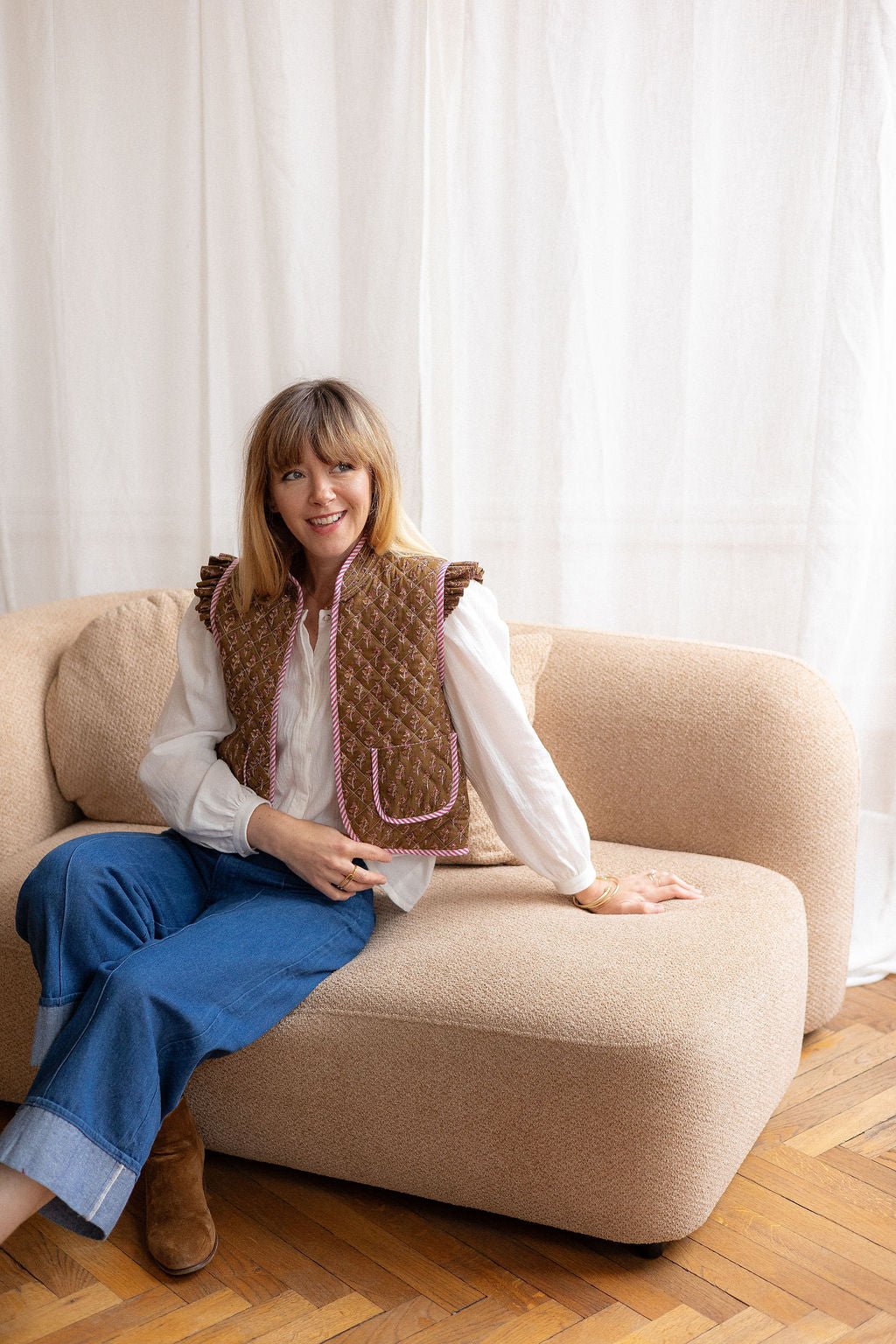 Joli Kit Couture - Gilet Anouck coton indien kaki - Joli Lab