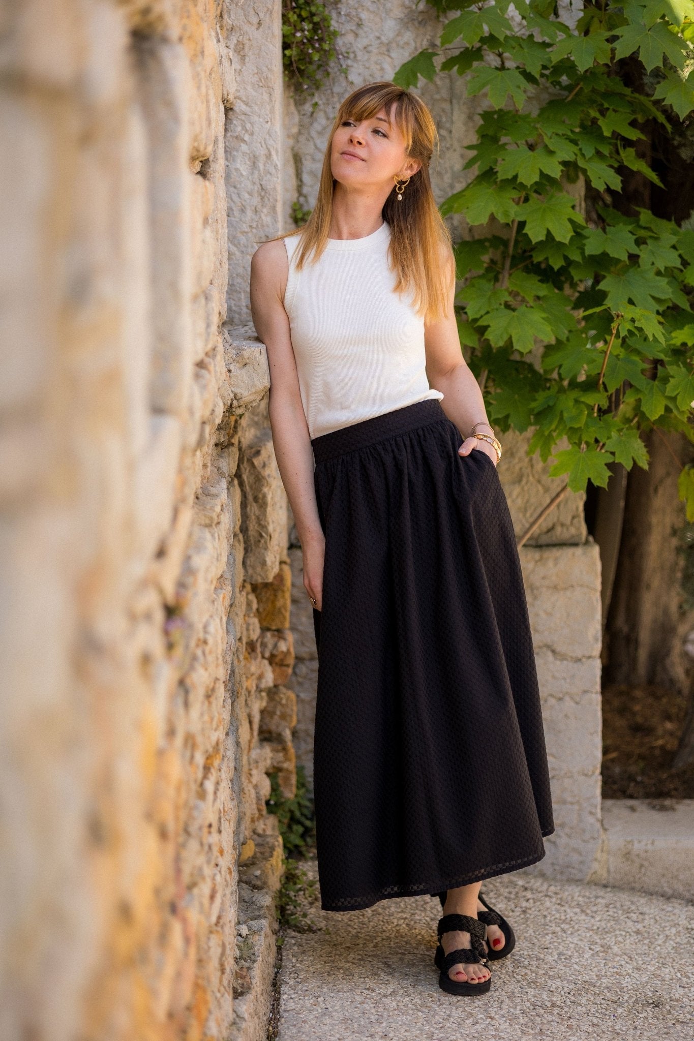 Joli Kit Couture - Jupe Iris coton brodé noir - Joli Lab