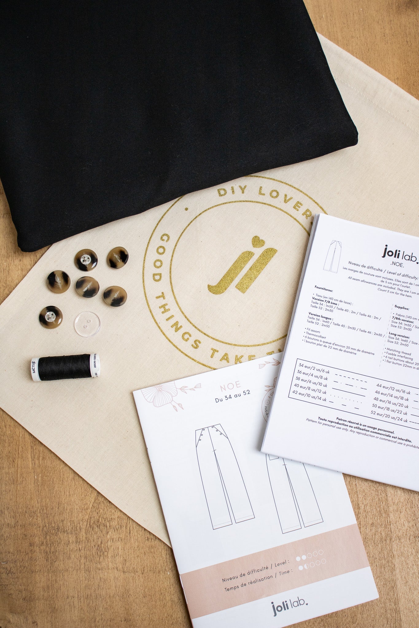Joli Kit Couture - Pantalon Noé twill noir - Joli Lab