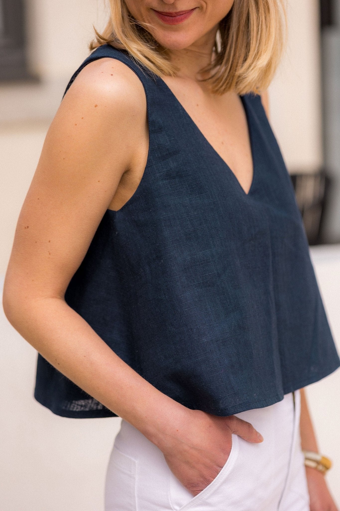 Joli Kit Couture - Top Iris lin marine - Joli Lab