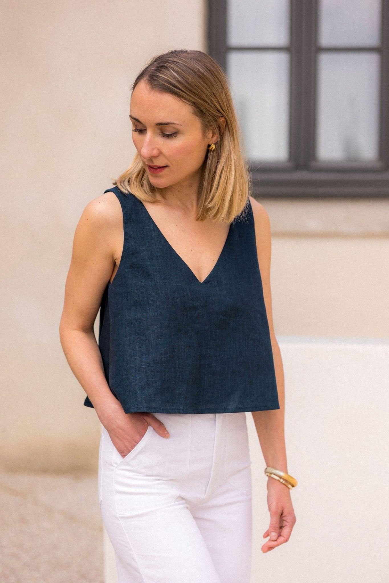 Joli Kit Couture - Top Iris lin marine - Joli Lab