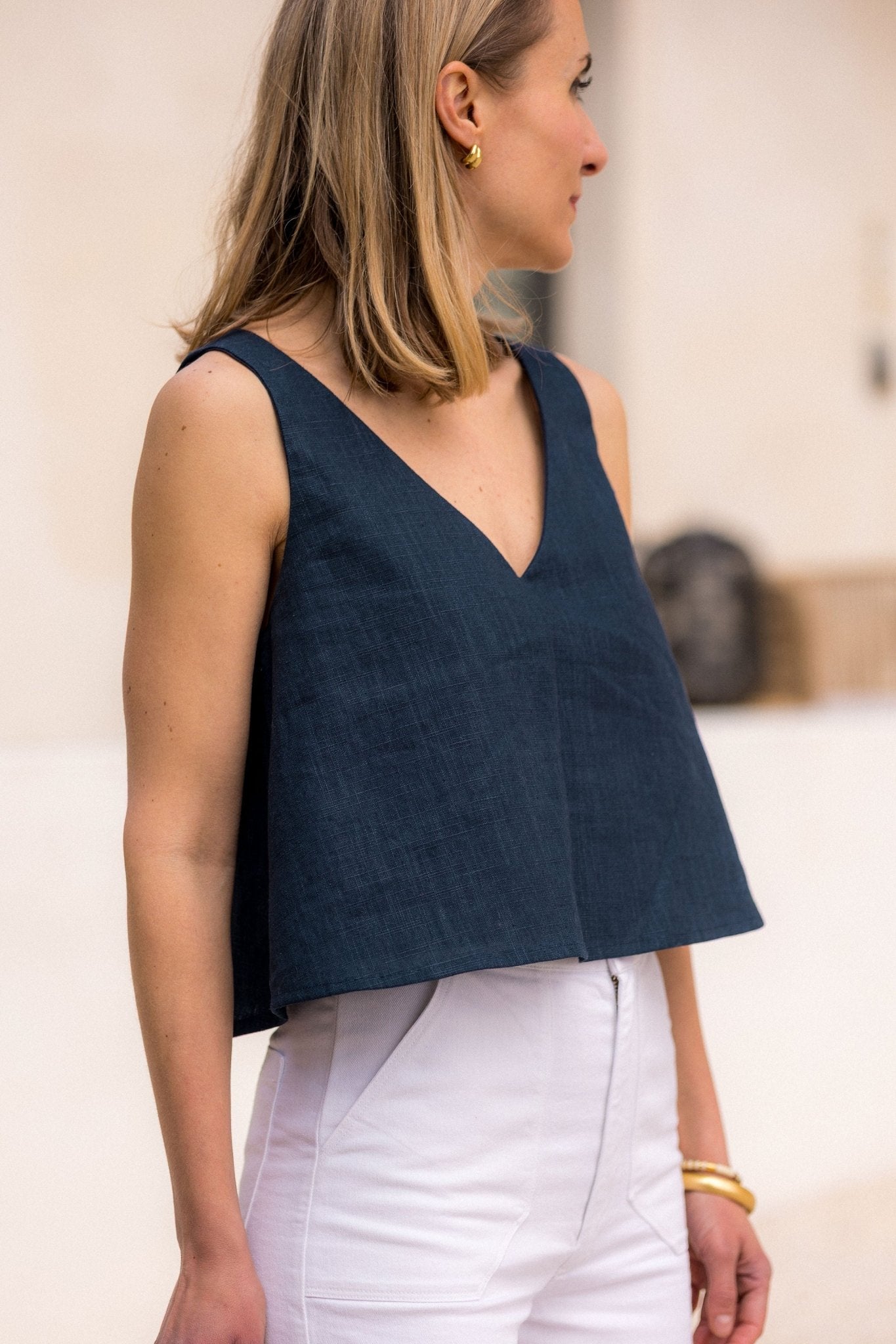 Joli Kit Couture - Top Iris lin marine - Joli Lab