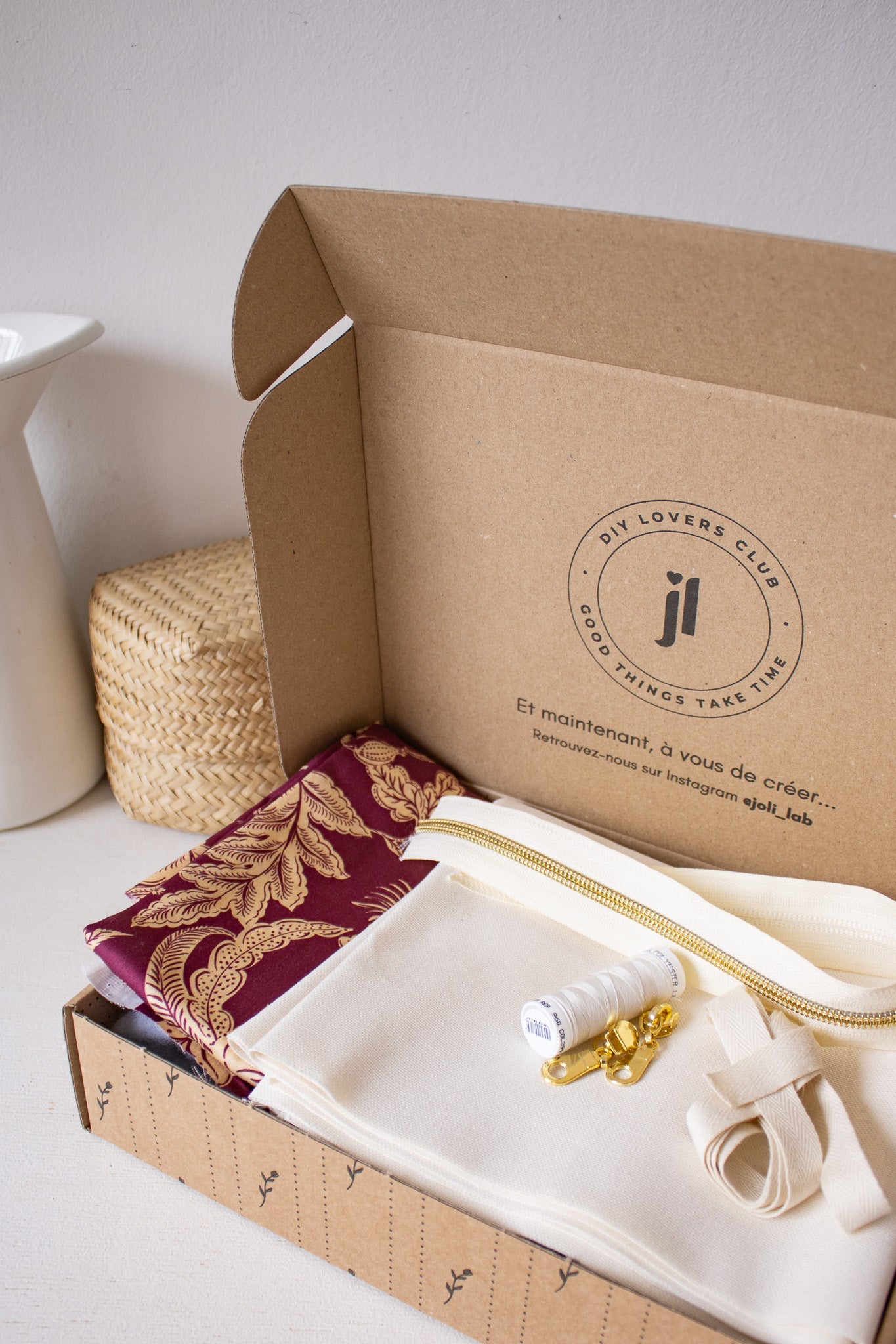 Joli Kit Couture - Trousse Izïa imprimé Hana lie de vin - Joli Lab