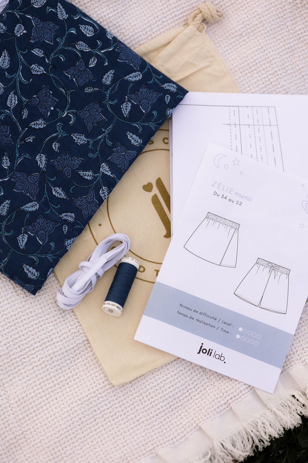 Joli Kit Couture - Zélie mini coton indien bleu - Joli Lab