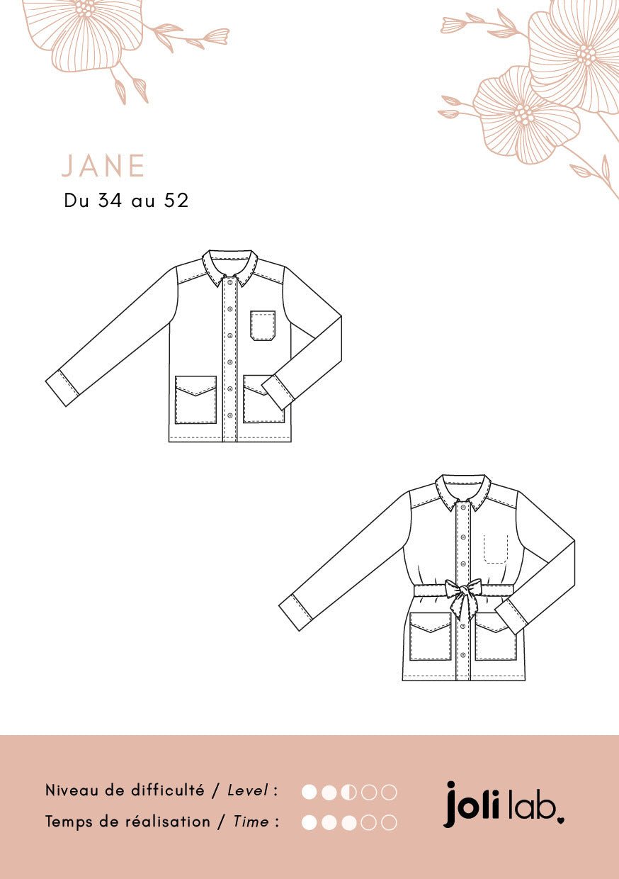 Veste Jane - Patron Couture PDF ou Pochette - Joli Lab