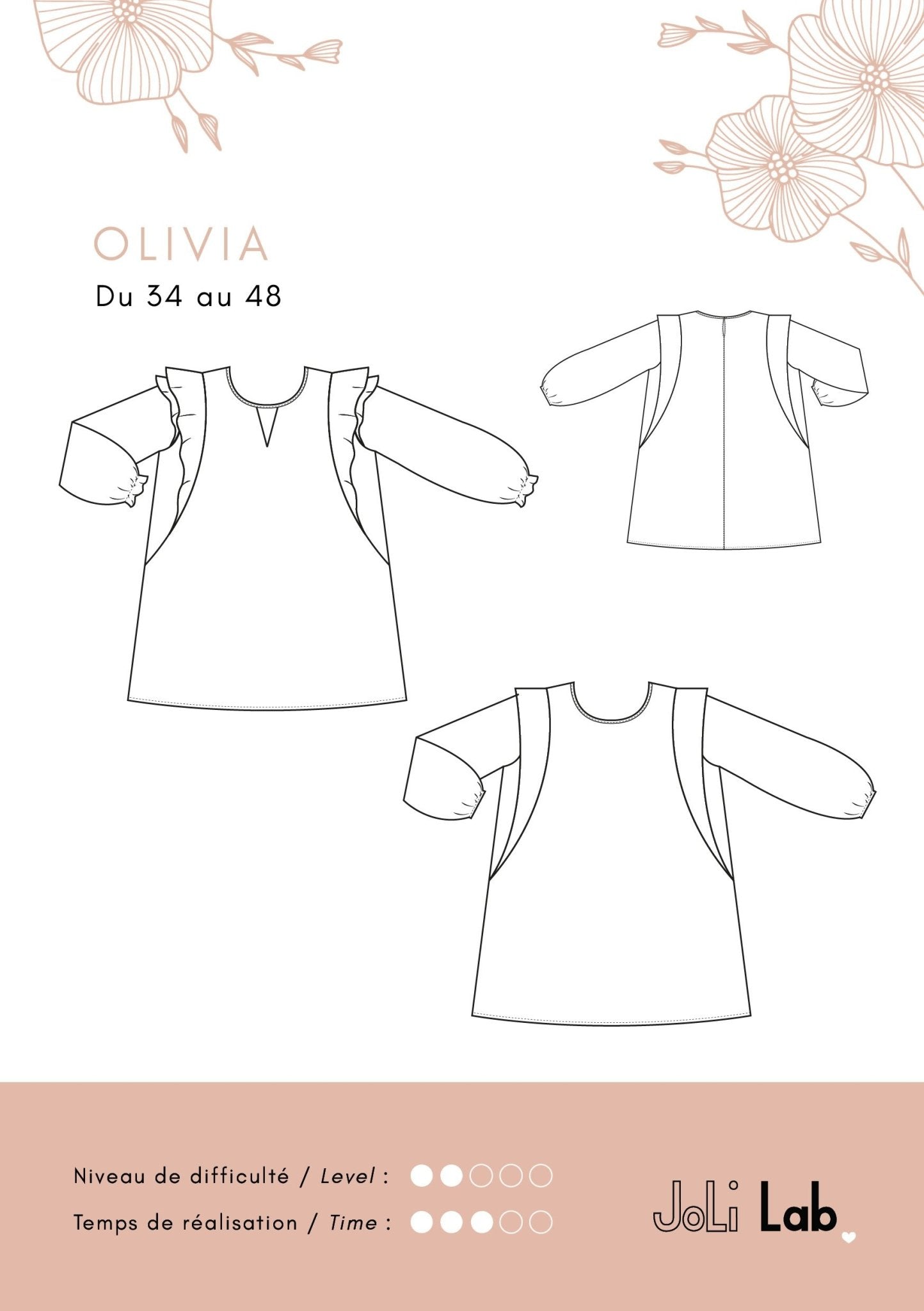 Blouse Olivia - Patron PDF ou pochette - Joli Lab