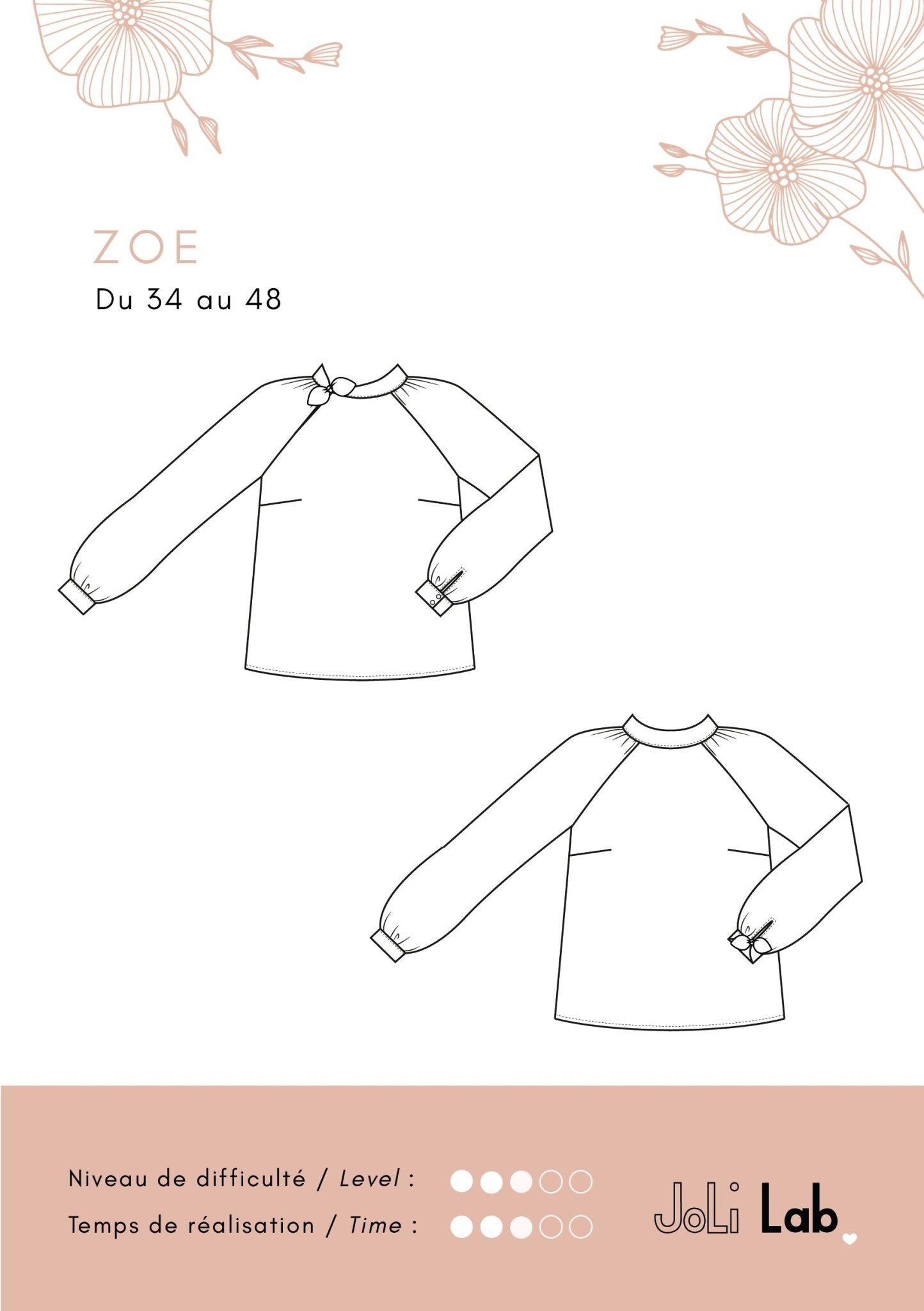 Blouse Zoé - Patron Couture PDF ou Pochette - Joli Lab