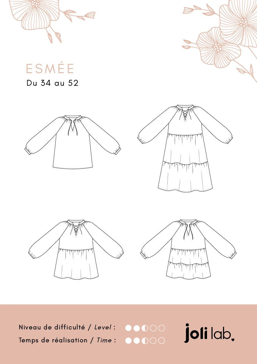 Blouse/robe Esmée - Patron Couture PDF ou Pochette - Joli Lab