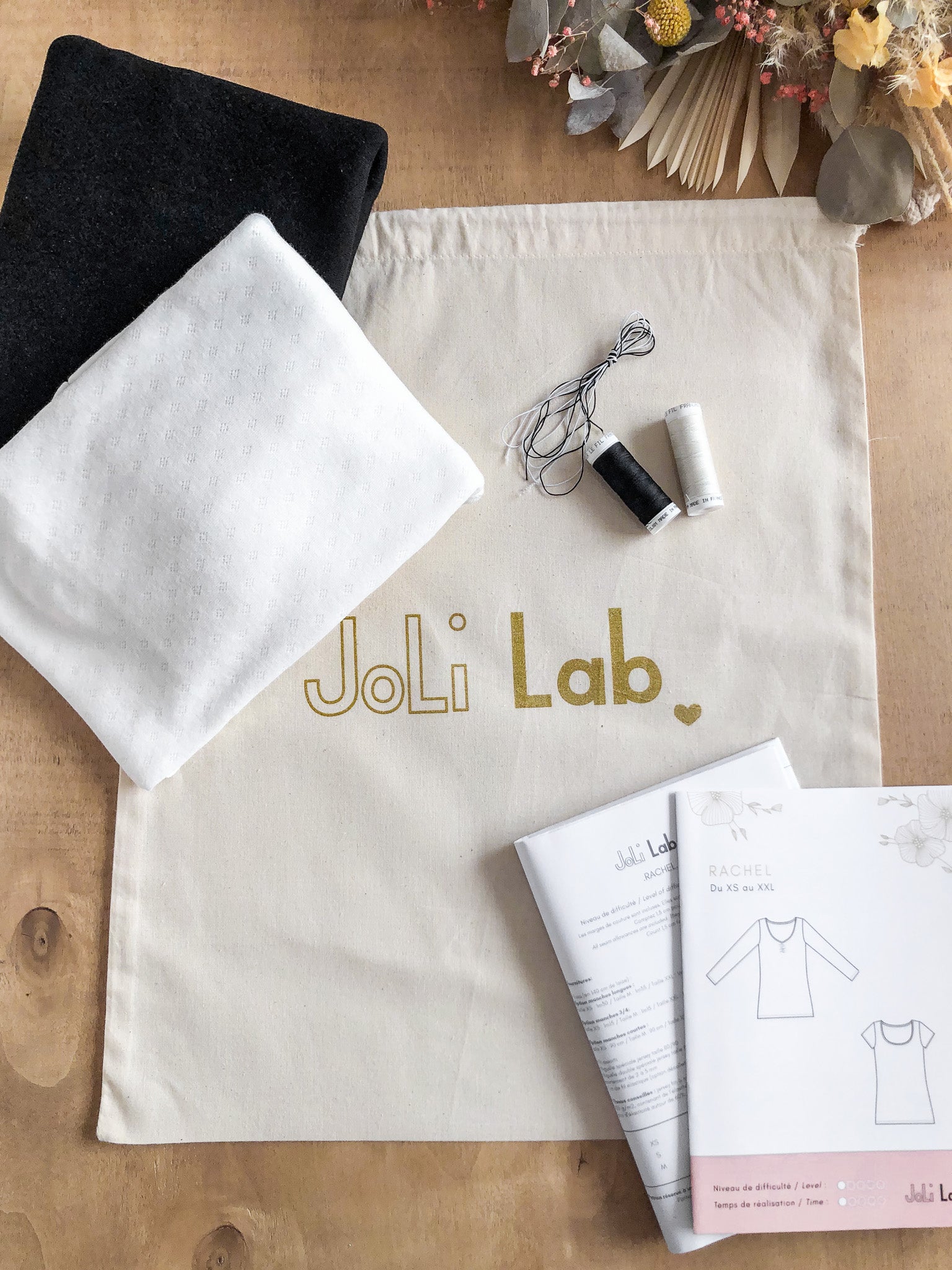 Joli Kit Couture DUO - t-shirt Rachel ajouré (écru + noir) - Joli Lab
