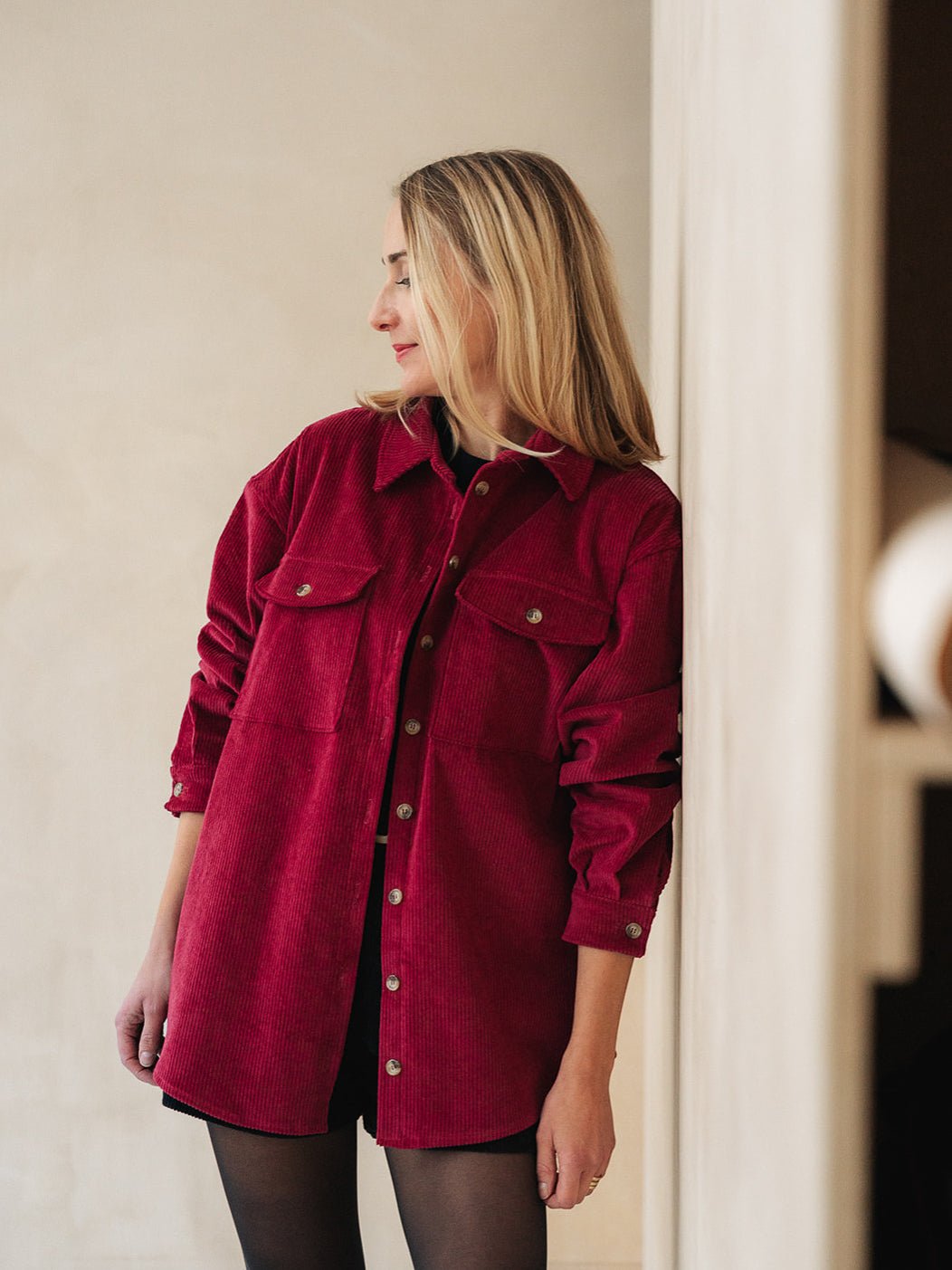 Joli Kit Couture - Surchemise Camille velours framboise - Joli Lab