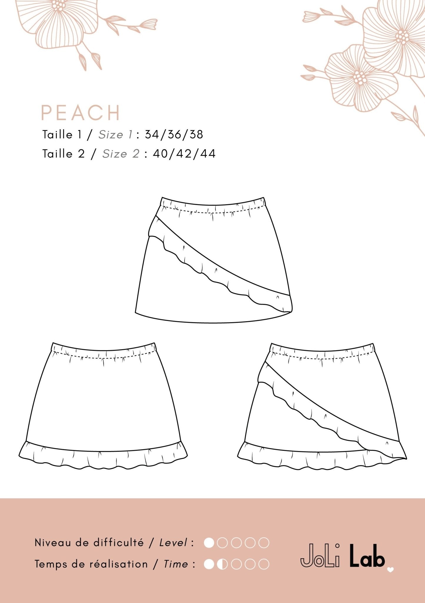 Jupe Peach - Patron PDF ou pochette - Joli Lab
