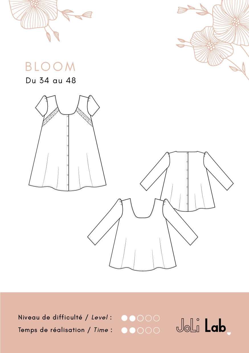 Robe/blouse Bloom - Patron Couture PDF ou Pochette - Joli Lab