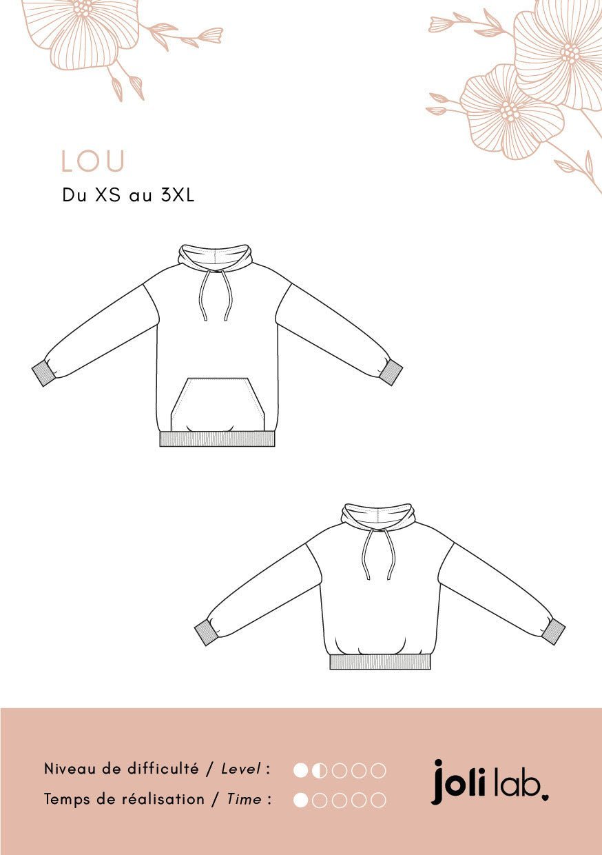 Sweat à capuche Lou - Patron Couture PDF - Joli Lab