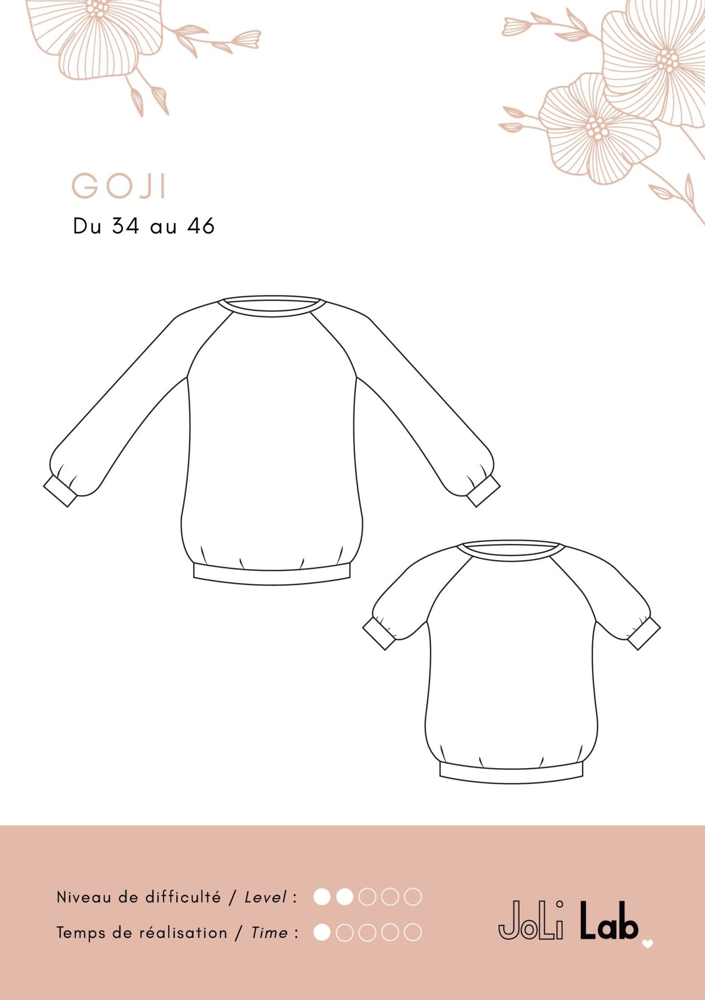 Sweat Goji - Patron PDF ou pochette - Joli Lab