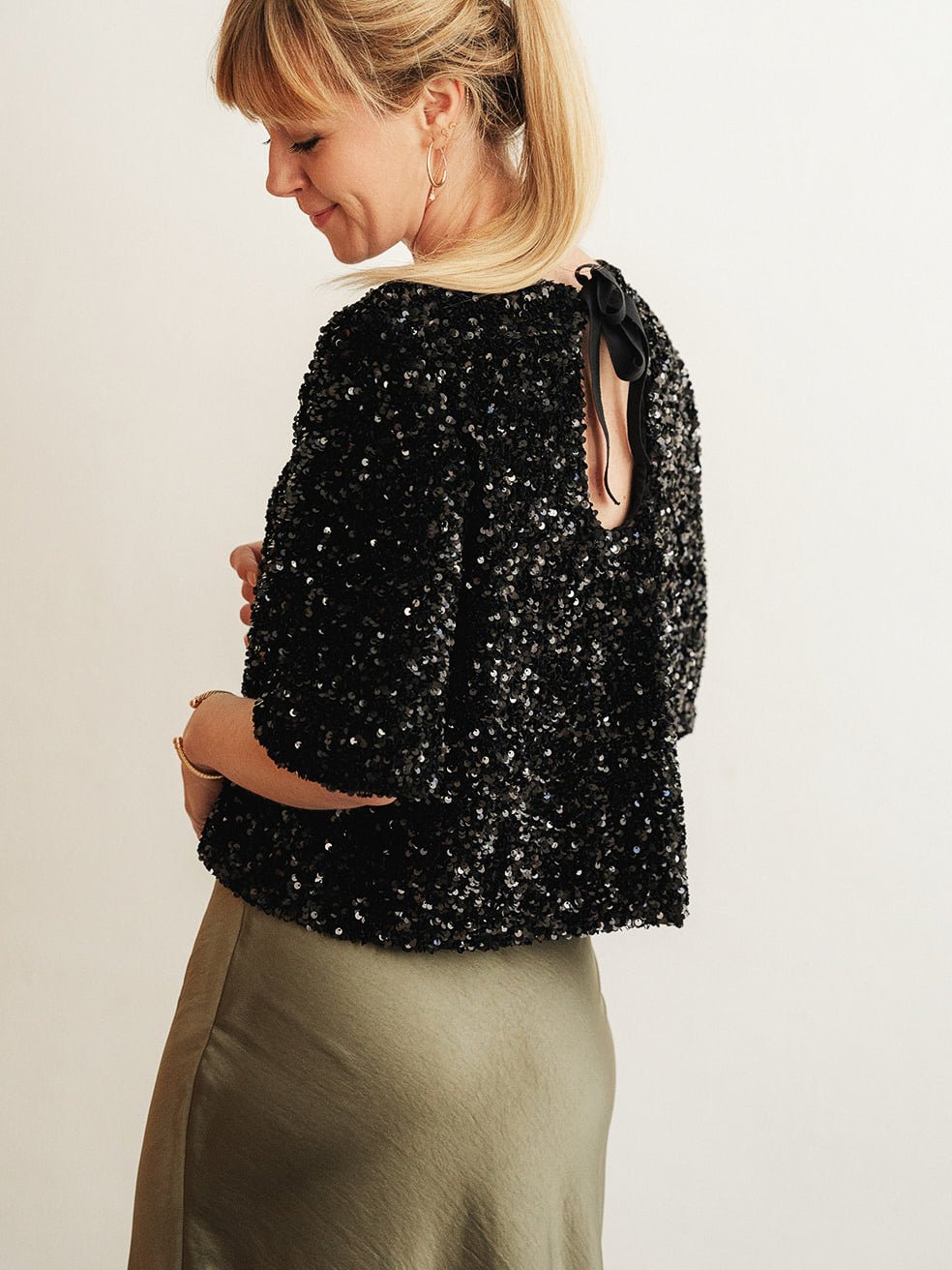 Jersey sequins noir Joli Lab