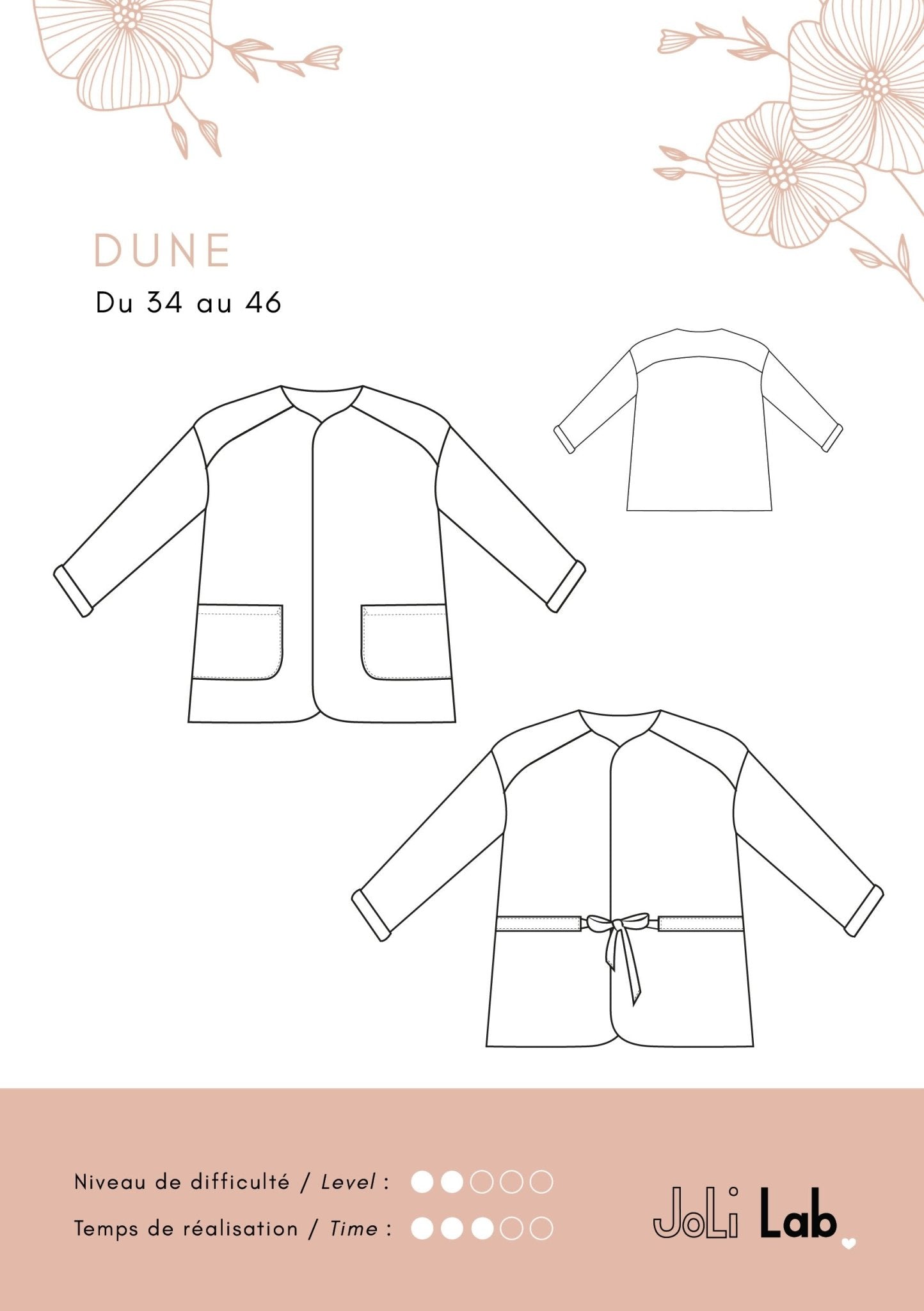 Veste Dune - Patron PDF ou POCHETTE - Joli Lab