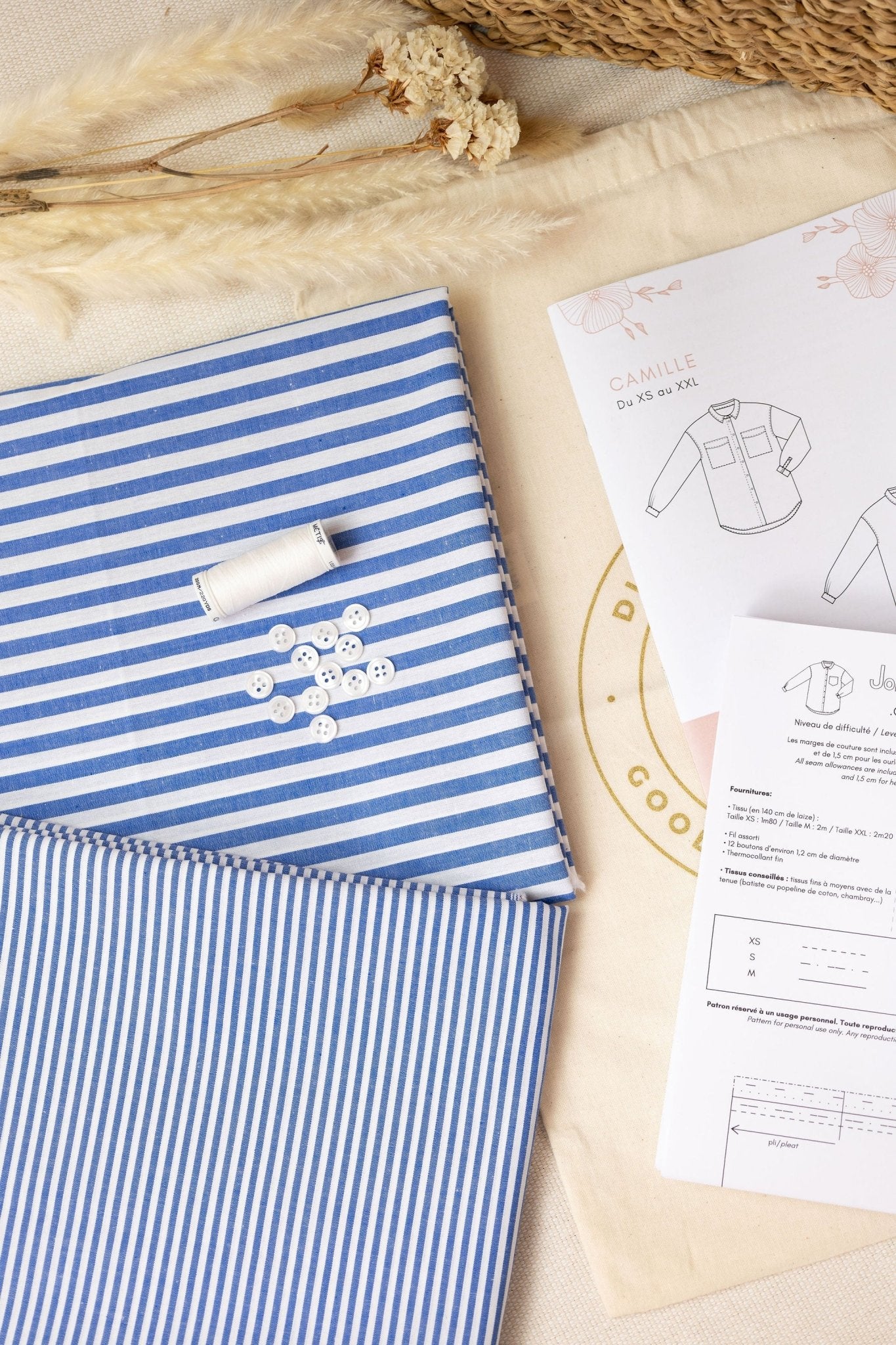 Joli sewing kit - Camille blue striped shirt - Joli Lab