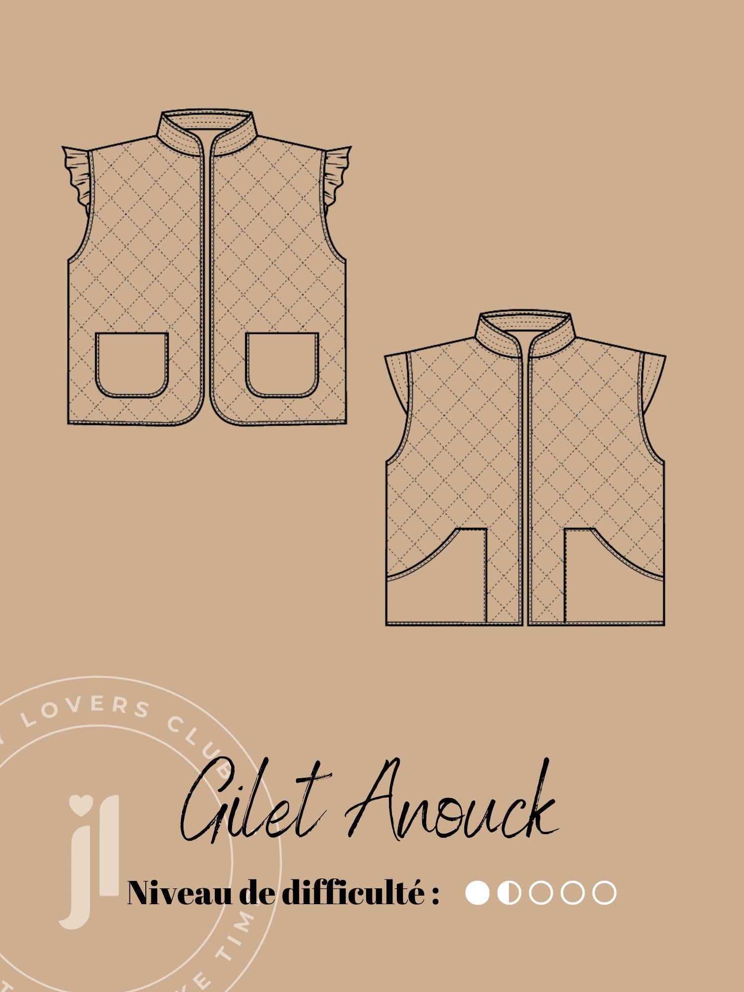 Joli Kit Couture - Gilet Anouck noir et écru - Joli Lab