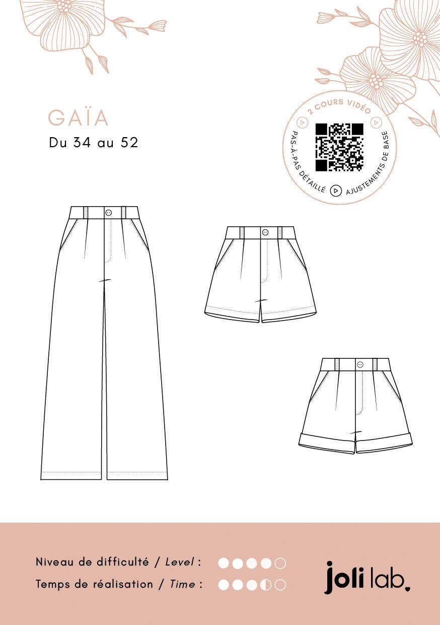 Pantalon/short Gaïa - Patron Couture PDF ou Pochette - Joli Lab