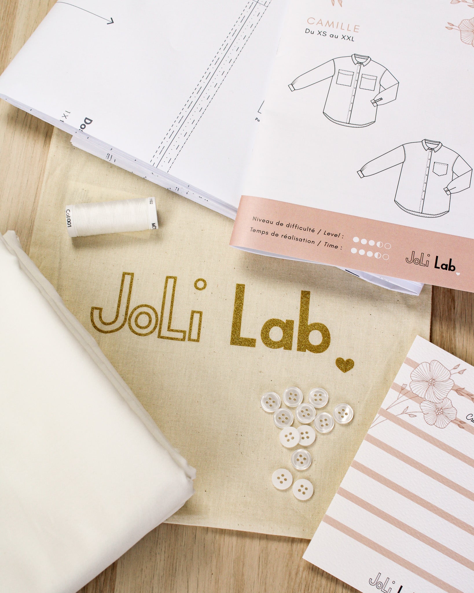 Joli sewing kit - Camille white shirt - Joli Lab