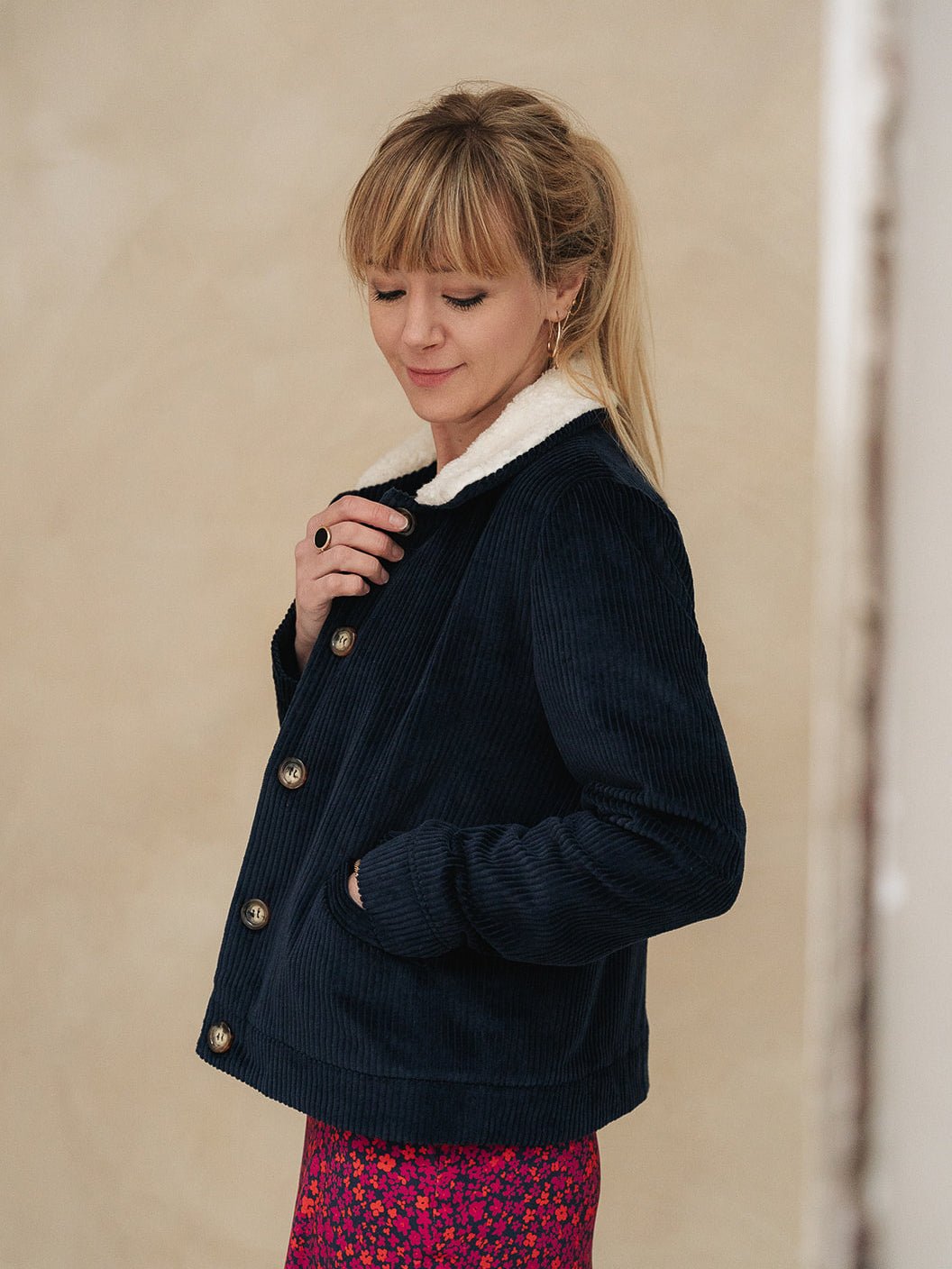 Joli sewing kit - Sienna navy velvet coat - Joli Lab