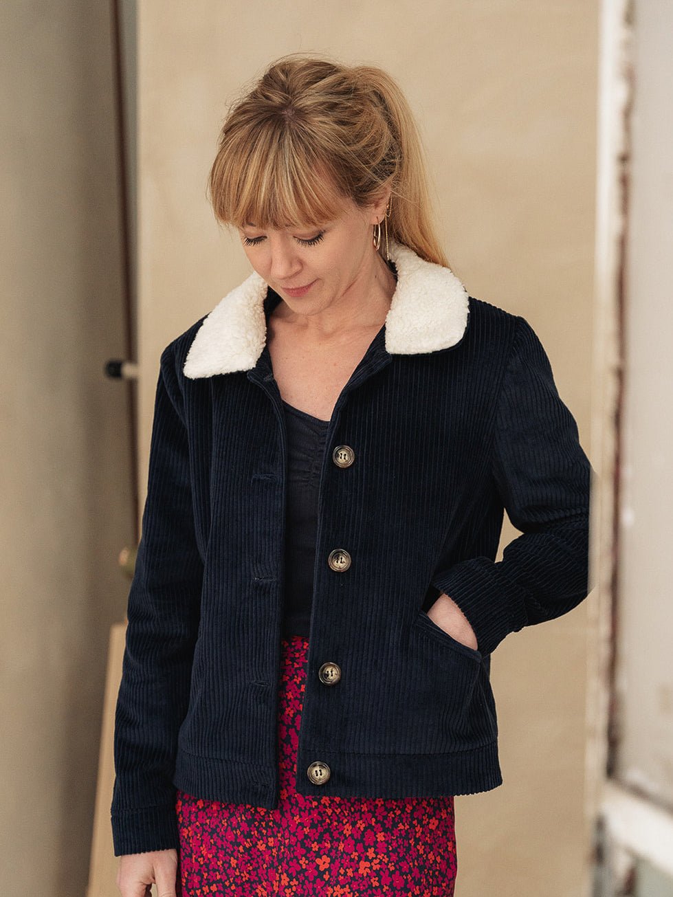 Joli sewing kit - Sienna navy velvet coat - Joli Lab