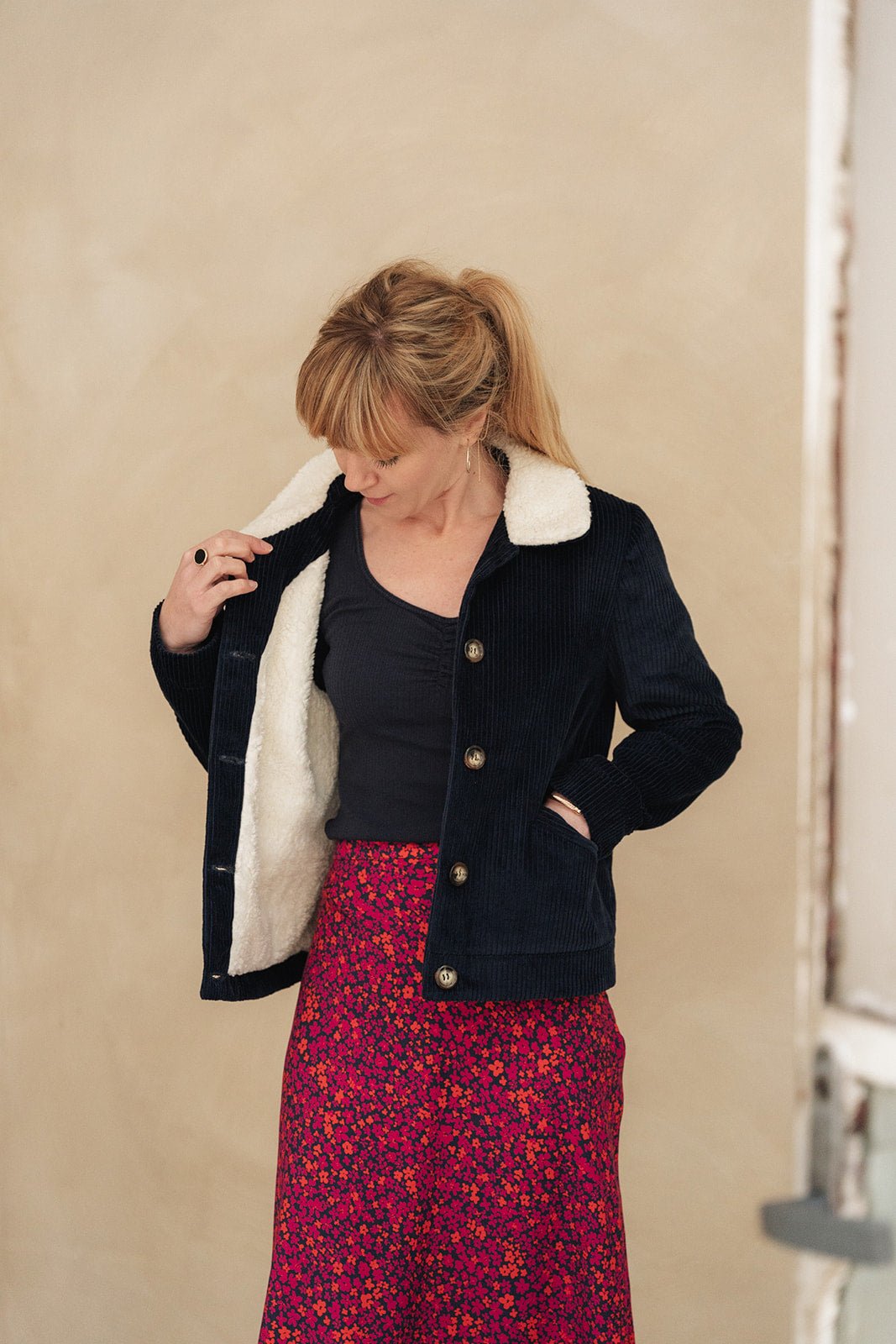 Joli sewing kit - Sienna navy velvet coat - Joli Lab