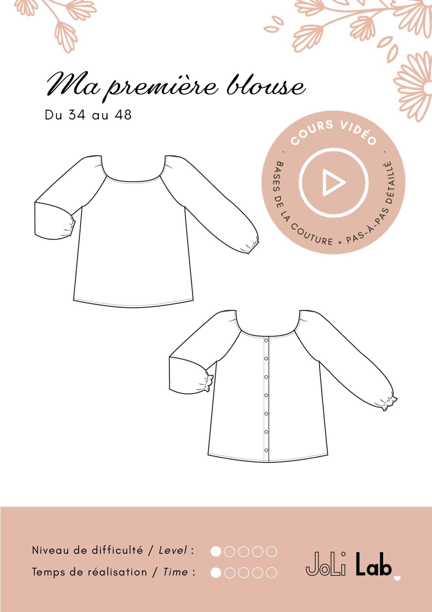 Ma Première Blouse - pattern Sewing + 1h30 video class - Joli Lab