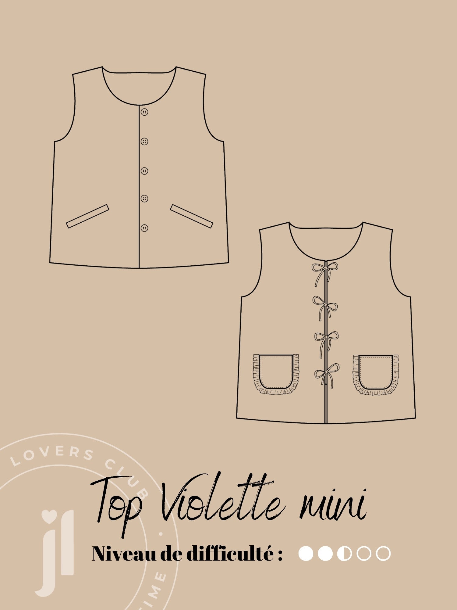 Joli Kit Couture - Top Violette mini rayé