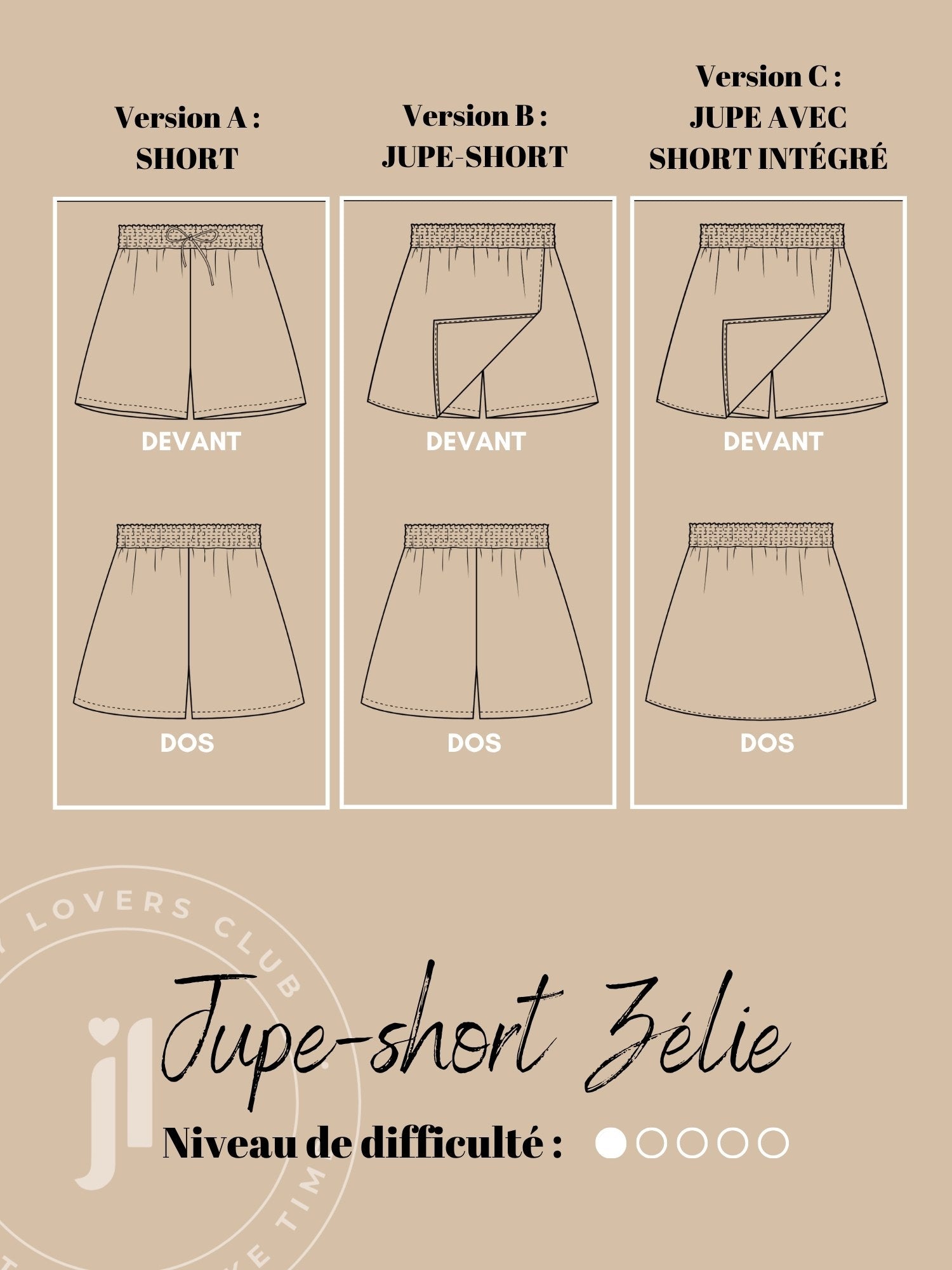 Jupe-short Zélie kit couture Joli Lab