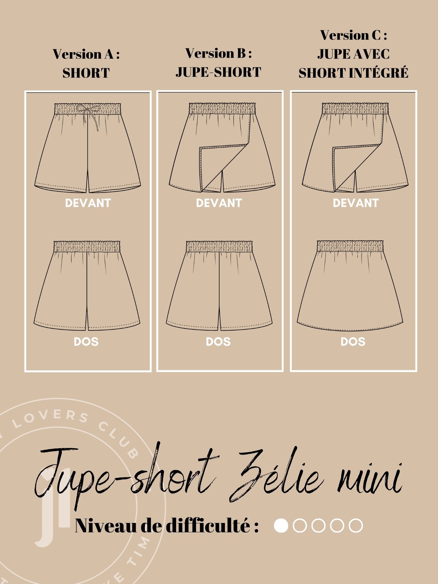 Jupe-short zélie mini kit couture Joli Lab