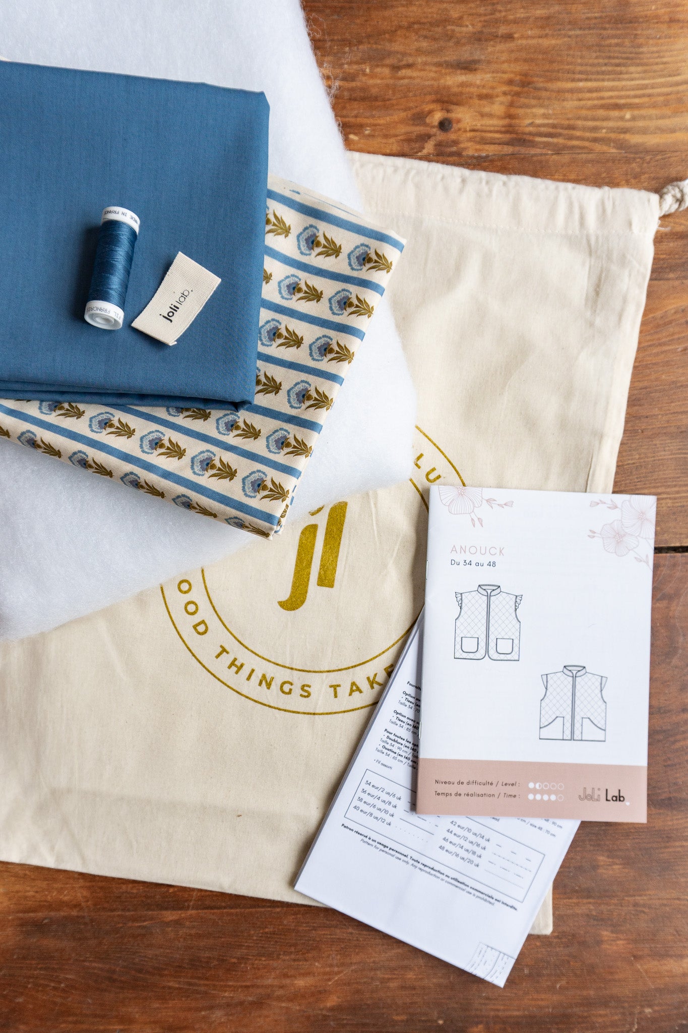 Kit couture Gilet Anouck bleu Vintage Joli Lab