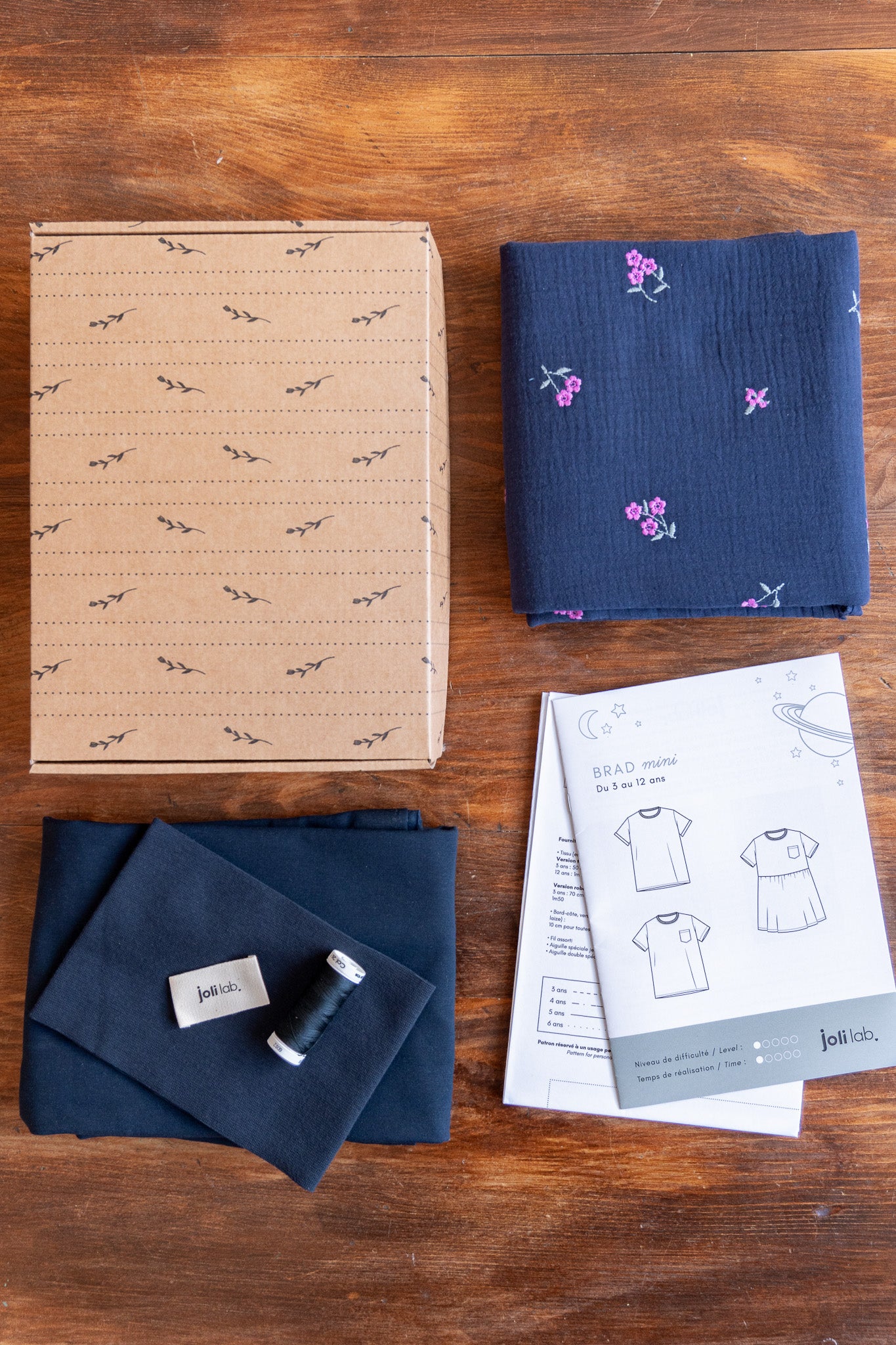 Robe brad mini bi-matière kit couture Joli Lab