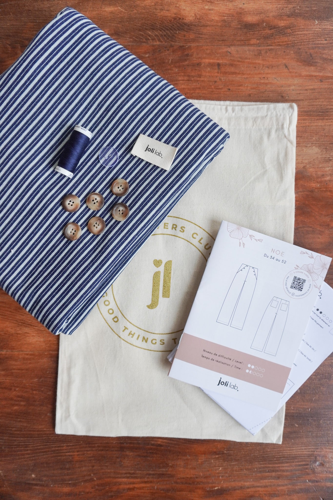 Pantalon Noé rayé kit couture Joli Lab
