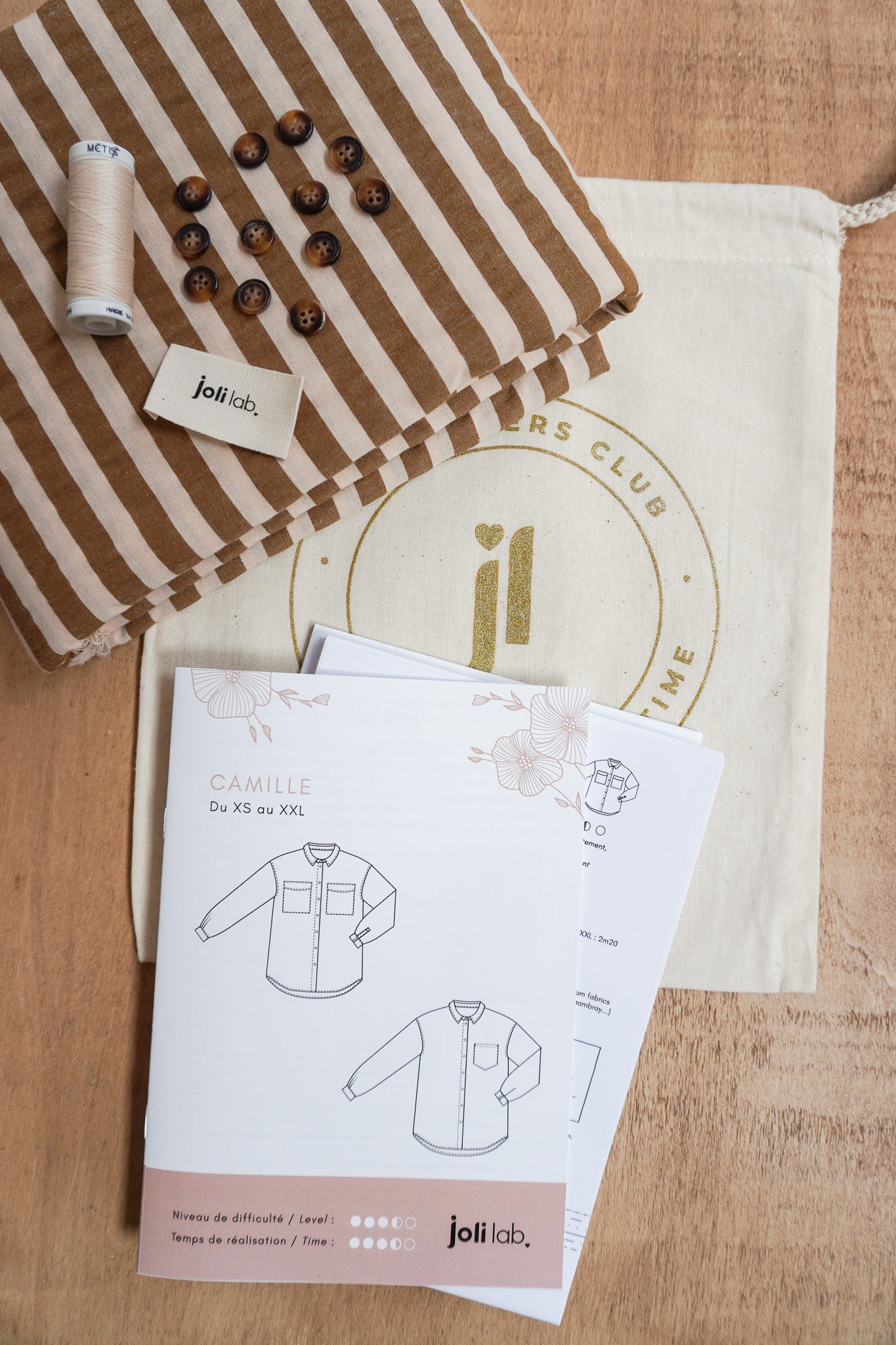 Chemise Camille rayée kit couture Joli Lab